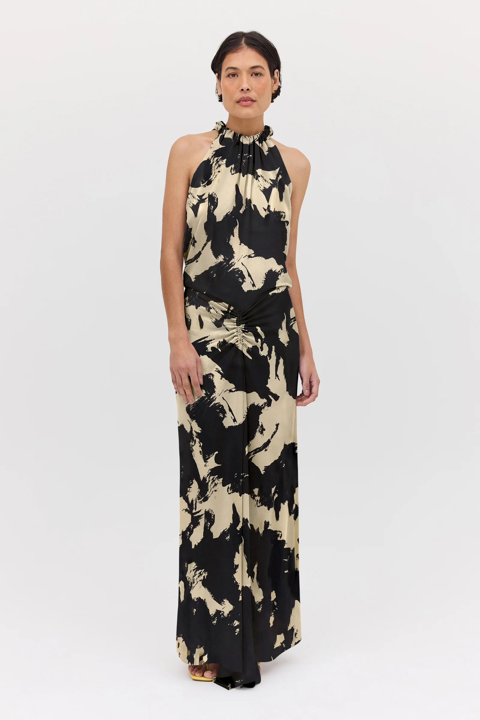 BLACK BLOOM CREPE MAJORCA DRESS - Image 3
