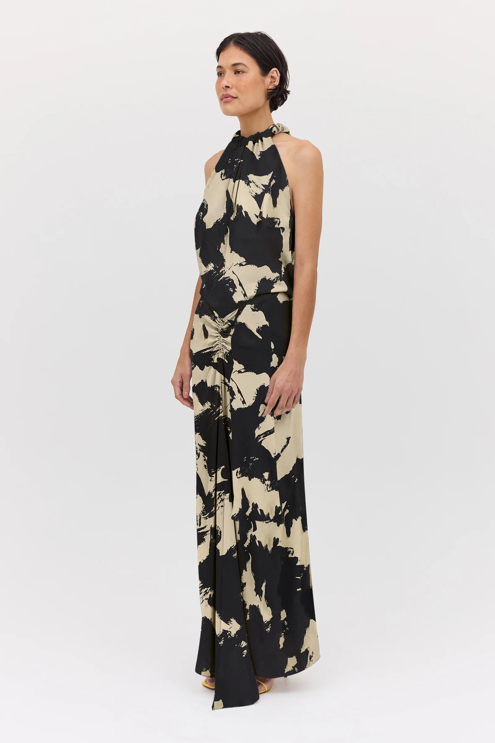 BLACK BLOOM CREPE MAJORCA DRESS - Image 4