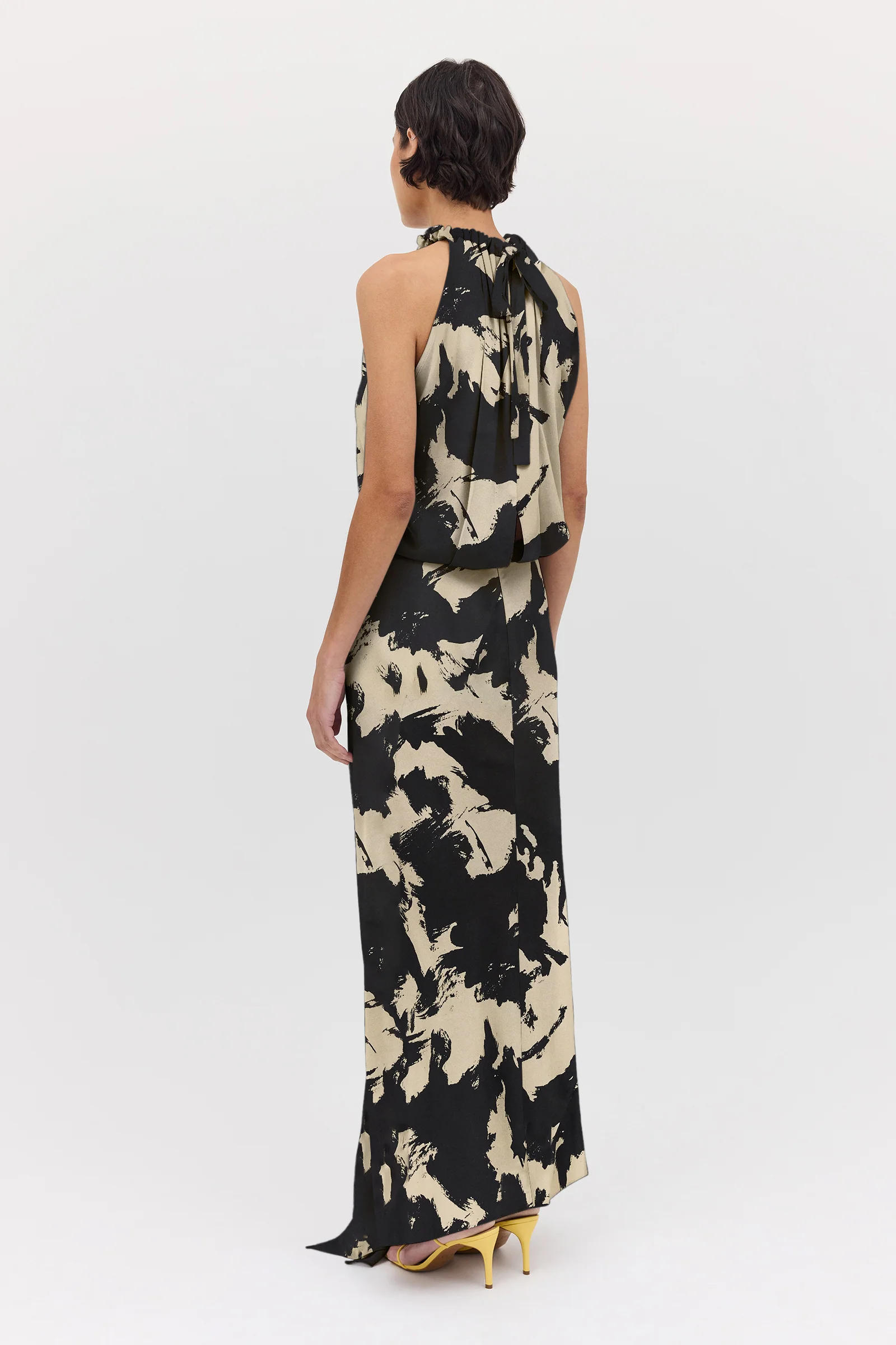 BLACK BLOOM CREPE MAJORCA DRESS - Image 6