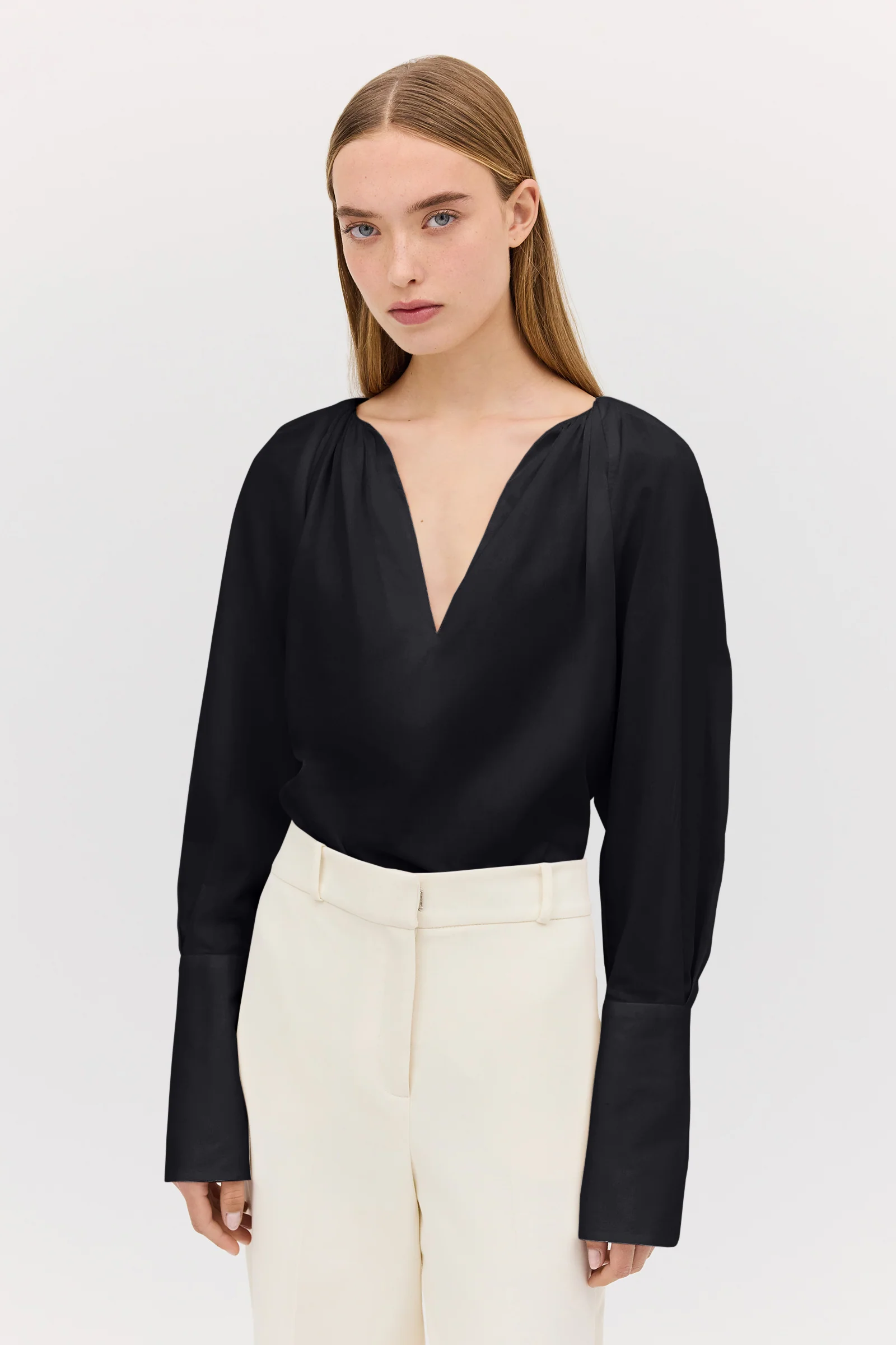 BLACK COTTON CIRCA SHIRT - Image 2