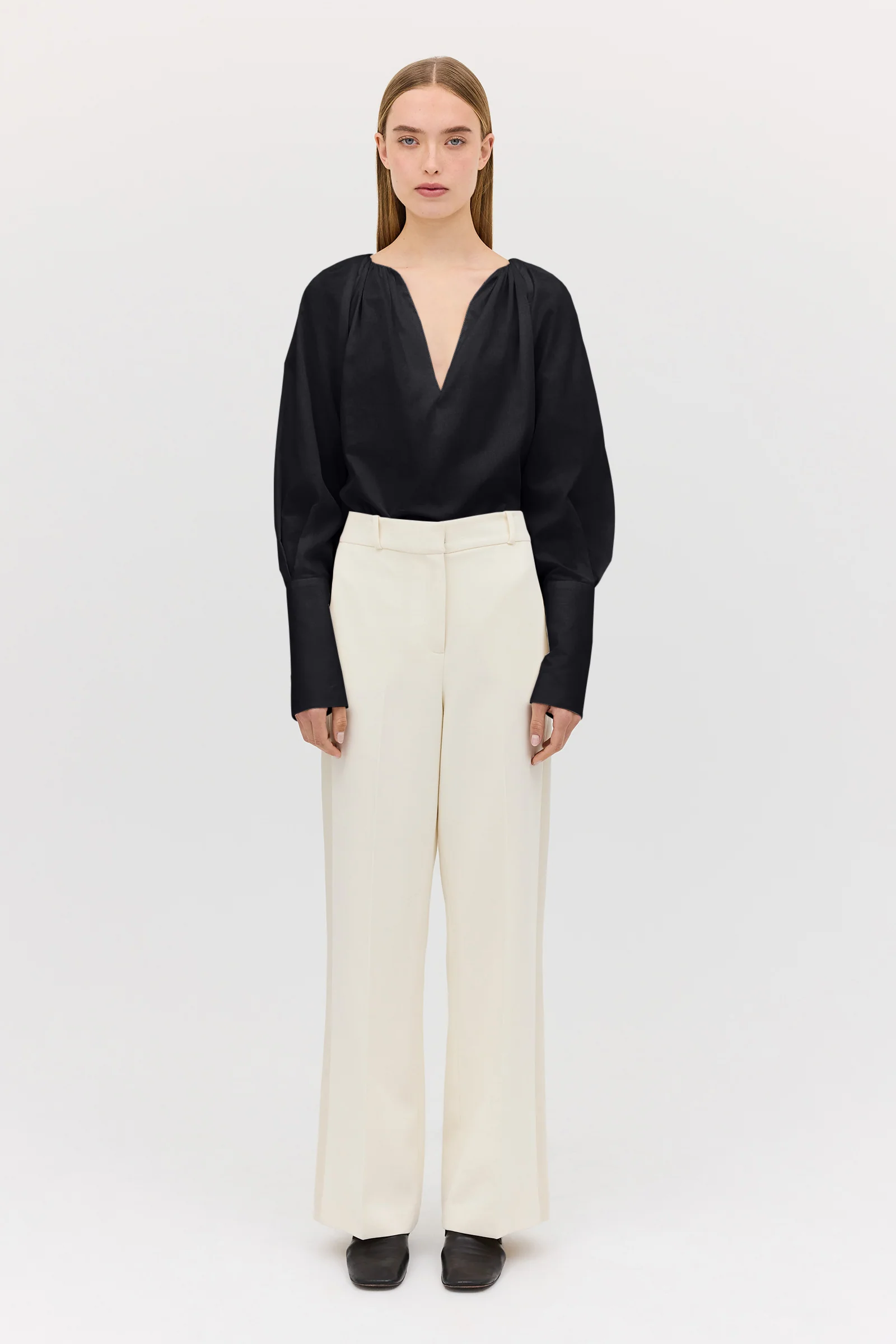 BLACK COTTON CIRCA SHIRT - Image 3