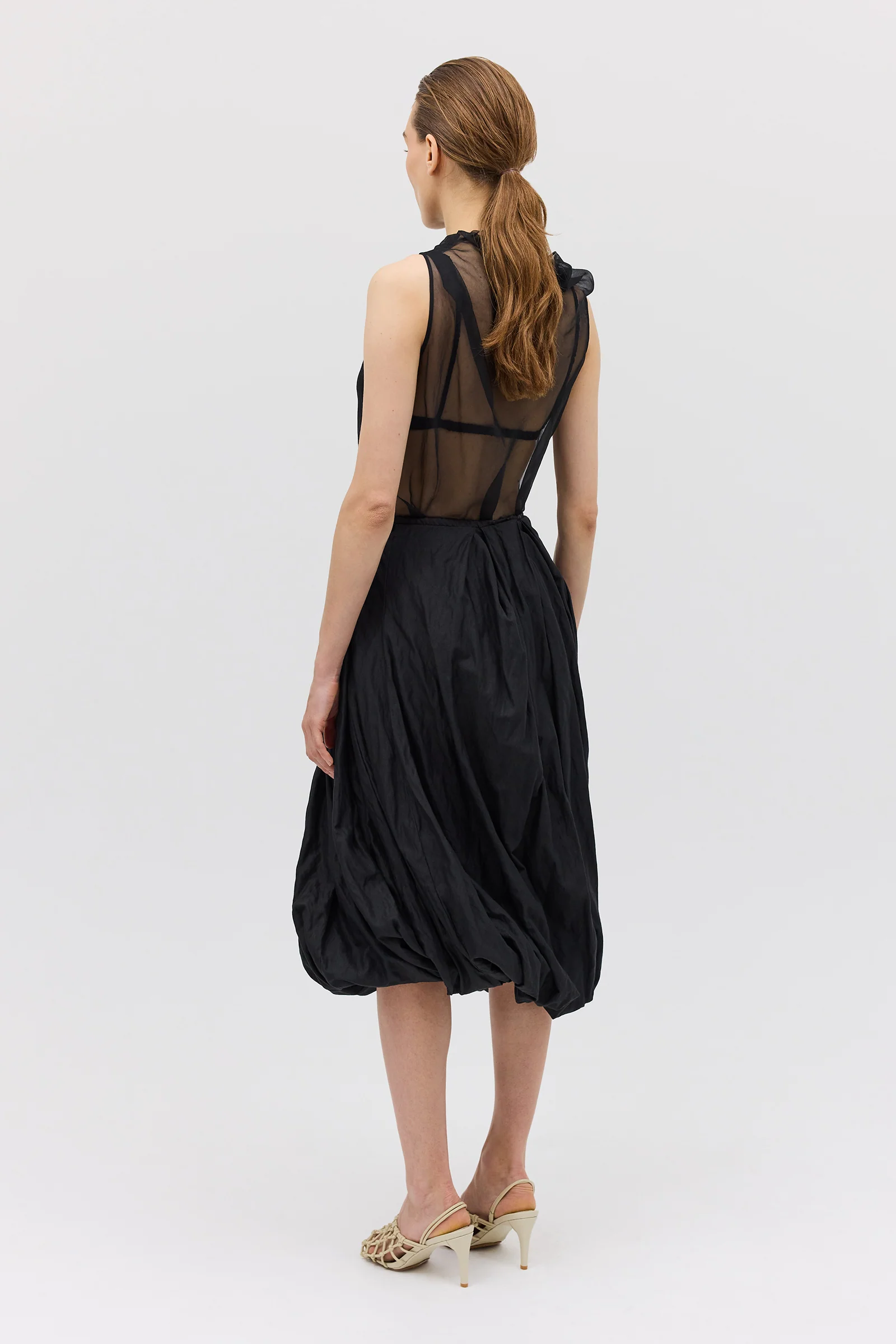 BLACK COTTON METAL DELIQUESCE SKIRT - Image 6