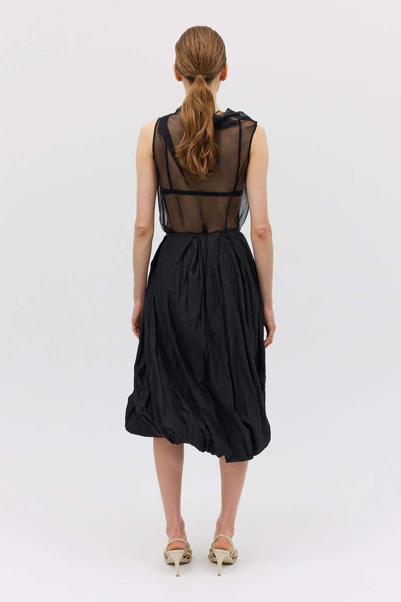 BLACK COTTON METAL DELIQUESCE SKIRT - Image 7