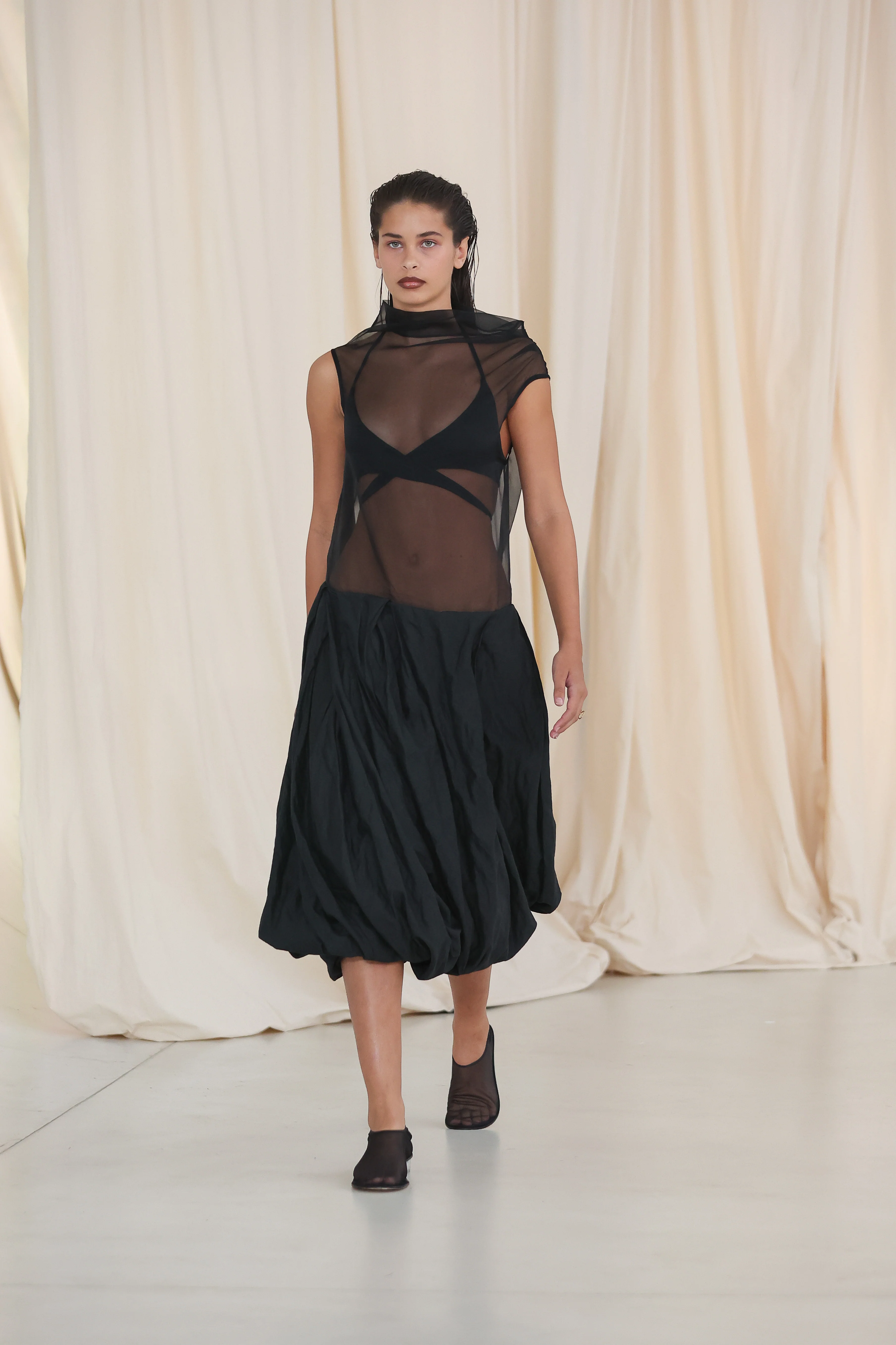 BLACK COTTON METAL DELIQUESCE SKIRT - Image 8