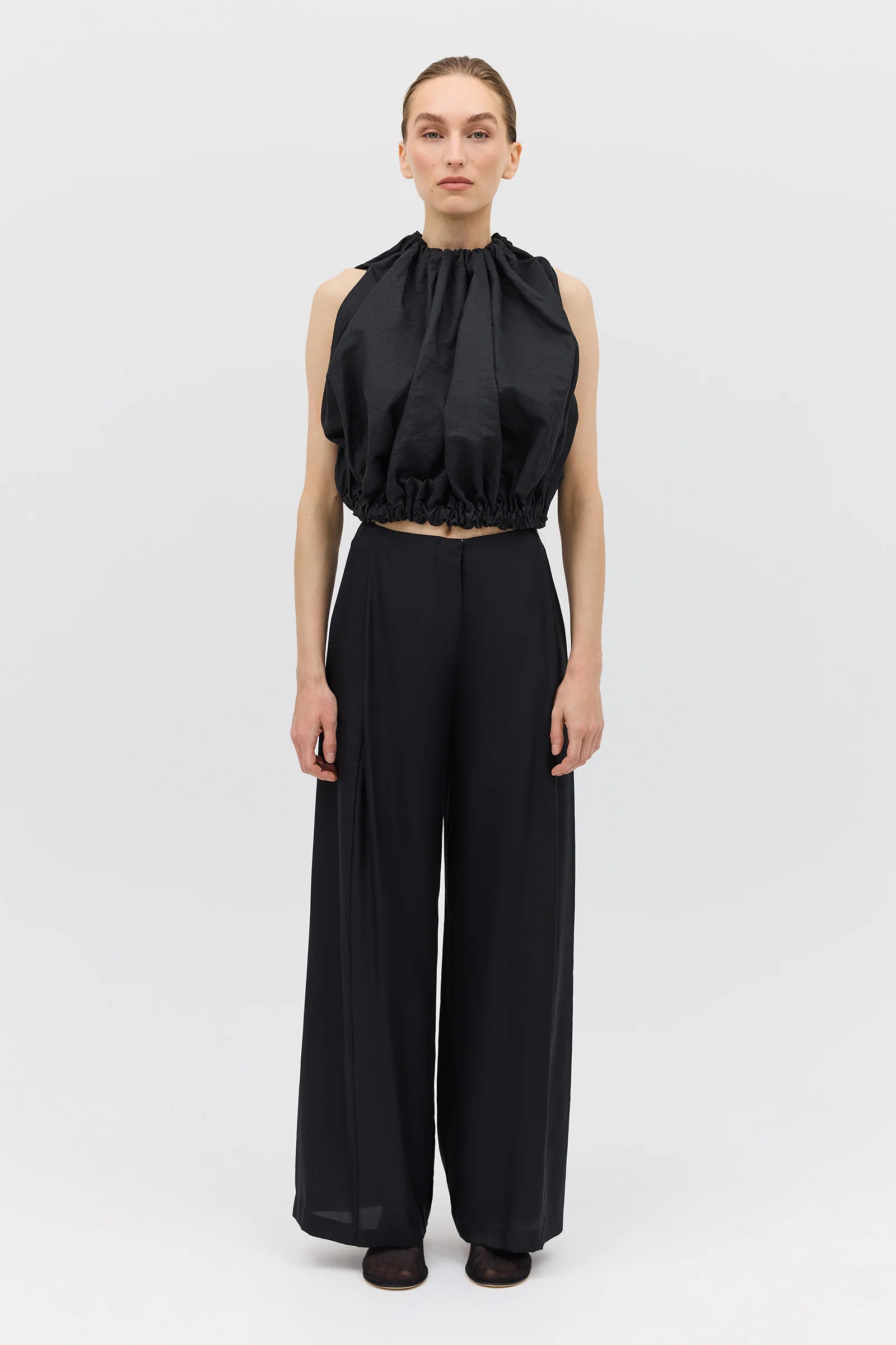 BLACK COTTON METAL EMERGE TOP - Image 3