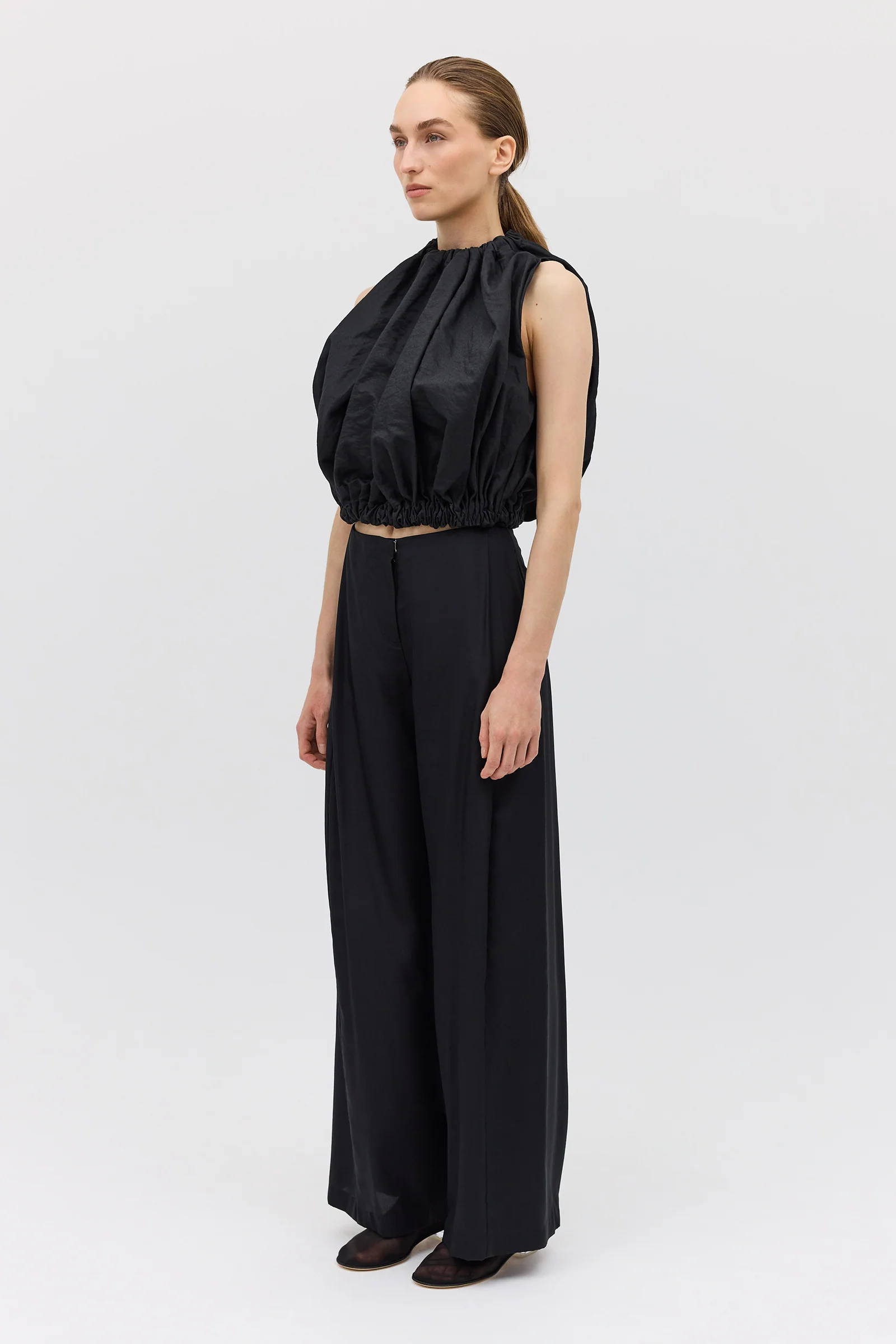 BLACK COTTON METAL EMERGE TOP - Image 5