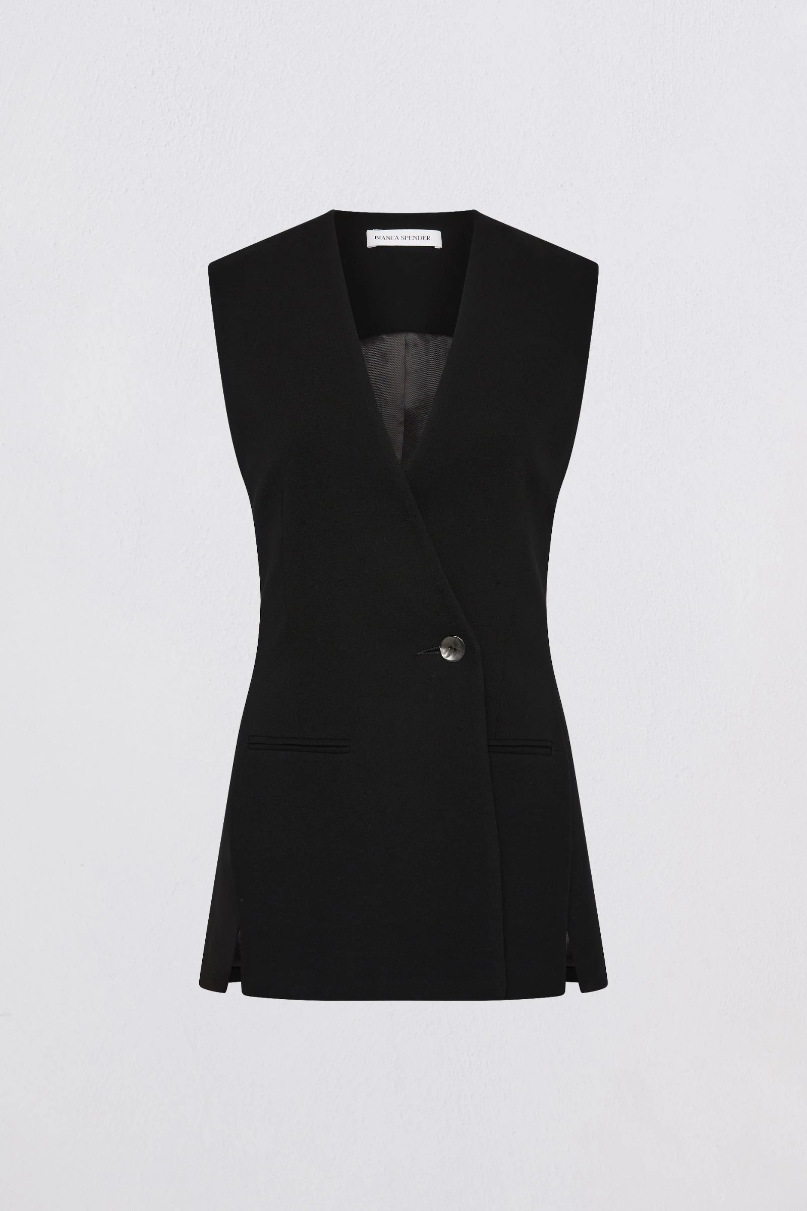 BLACK CREPE ELLIPSIS VEST - Image 6