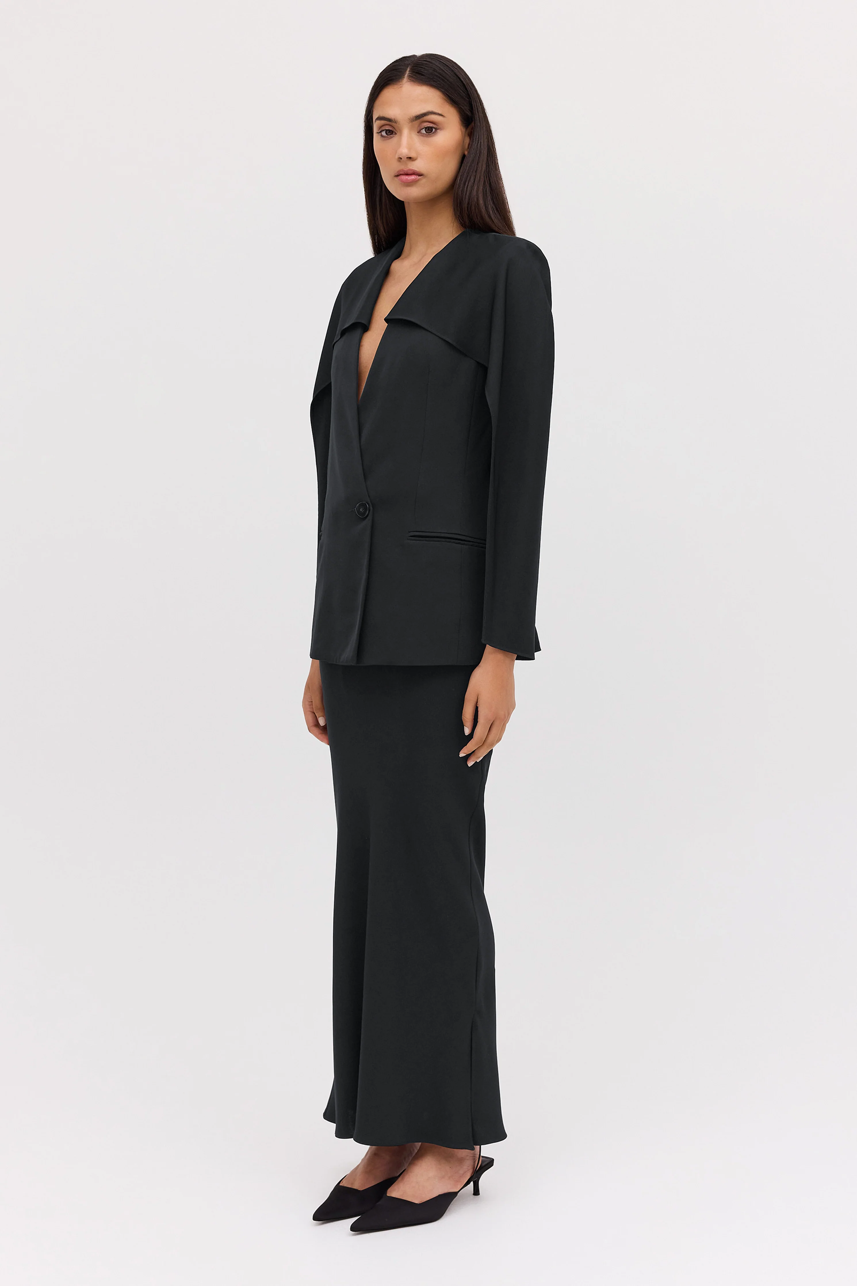 BLACK CREPE SUITING RAFAEL SKIRT - Image 3