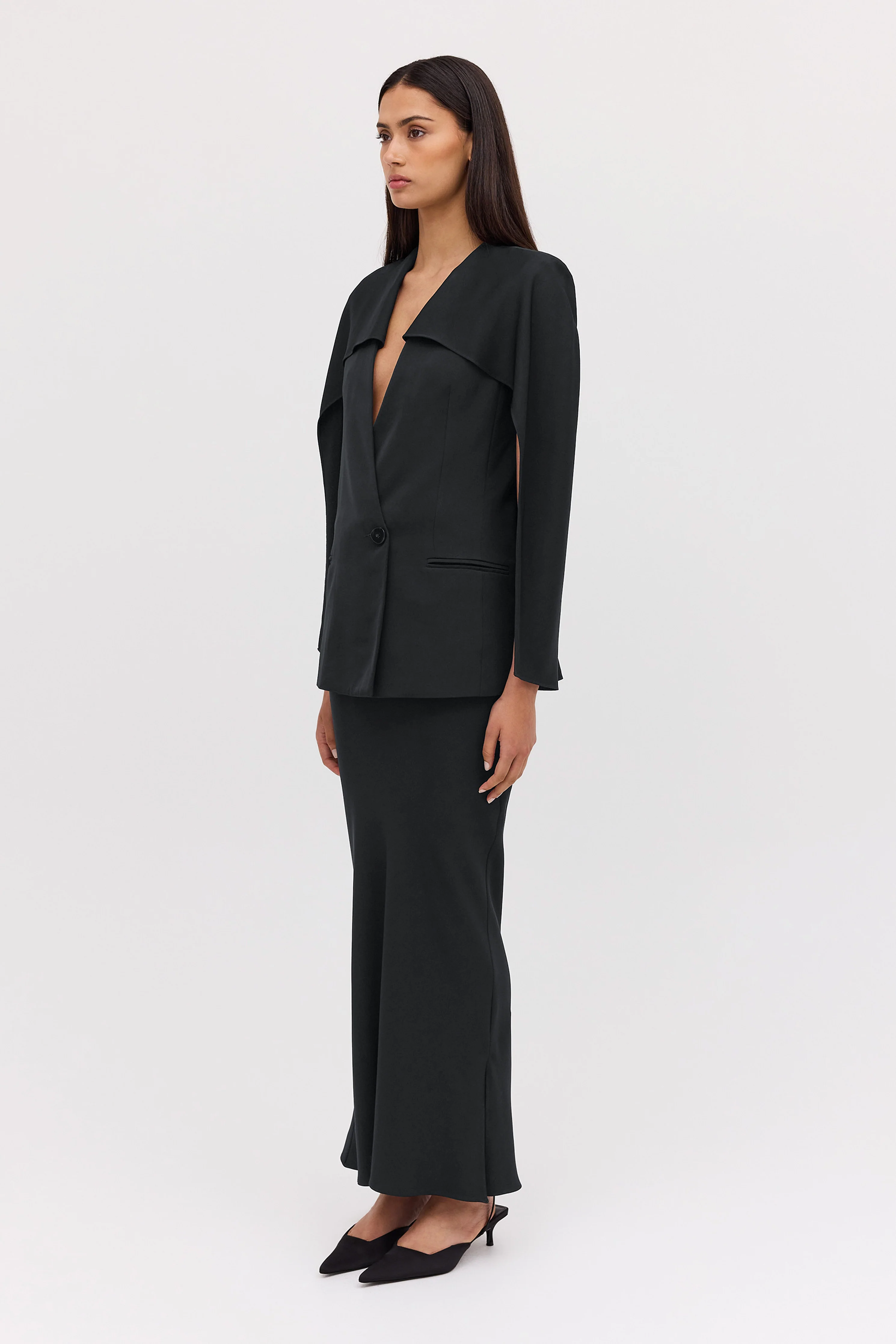 BLACK CREPE SUITING RAFAEL SKIRT - Image 4