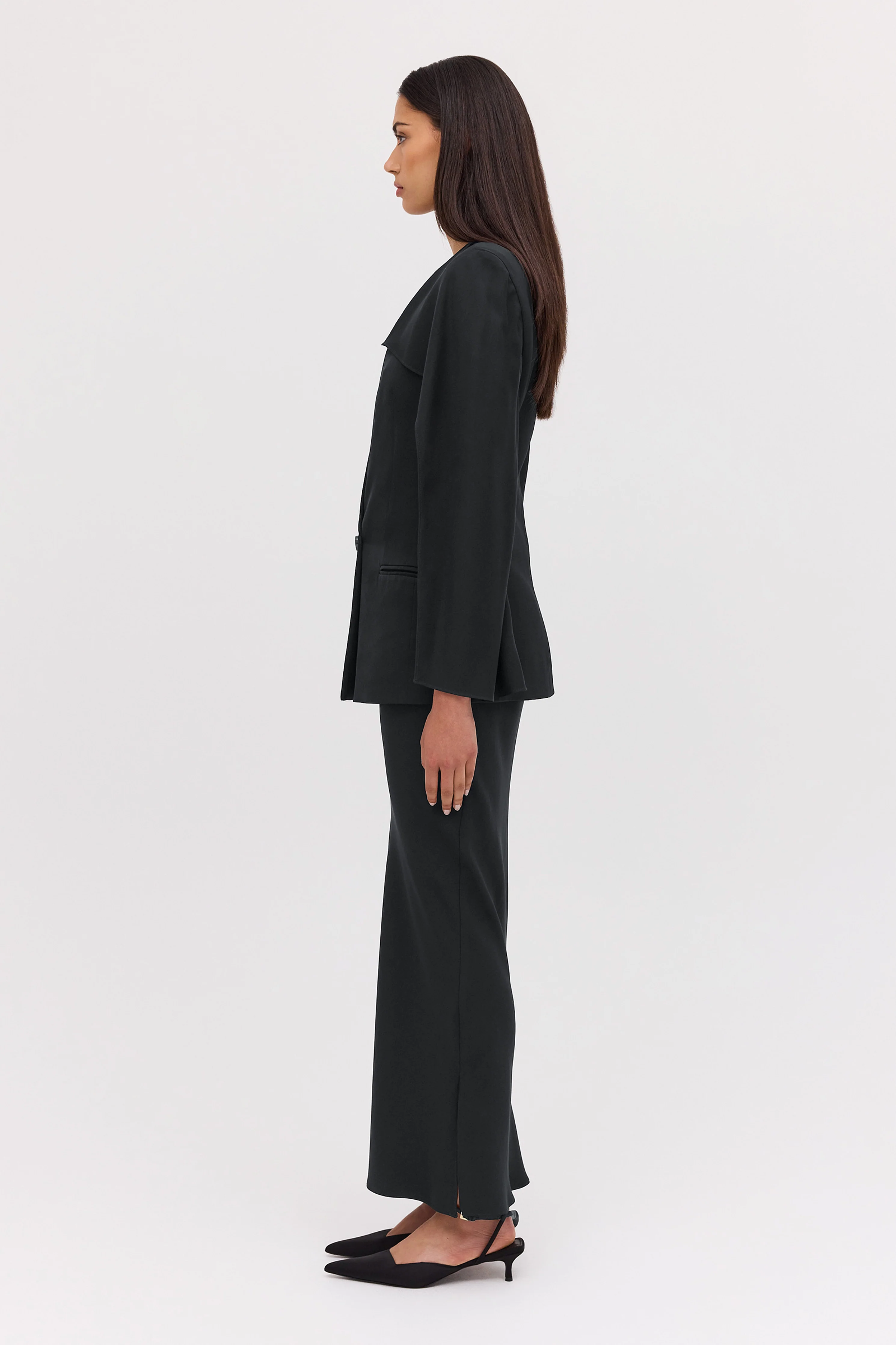 BLACK CREPE SUITING RAFAEL SKIRT - Image 5