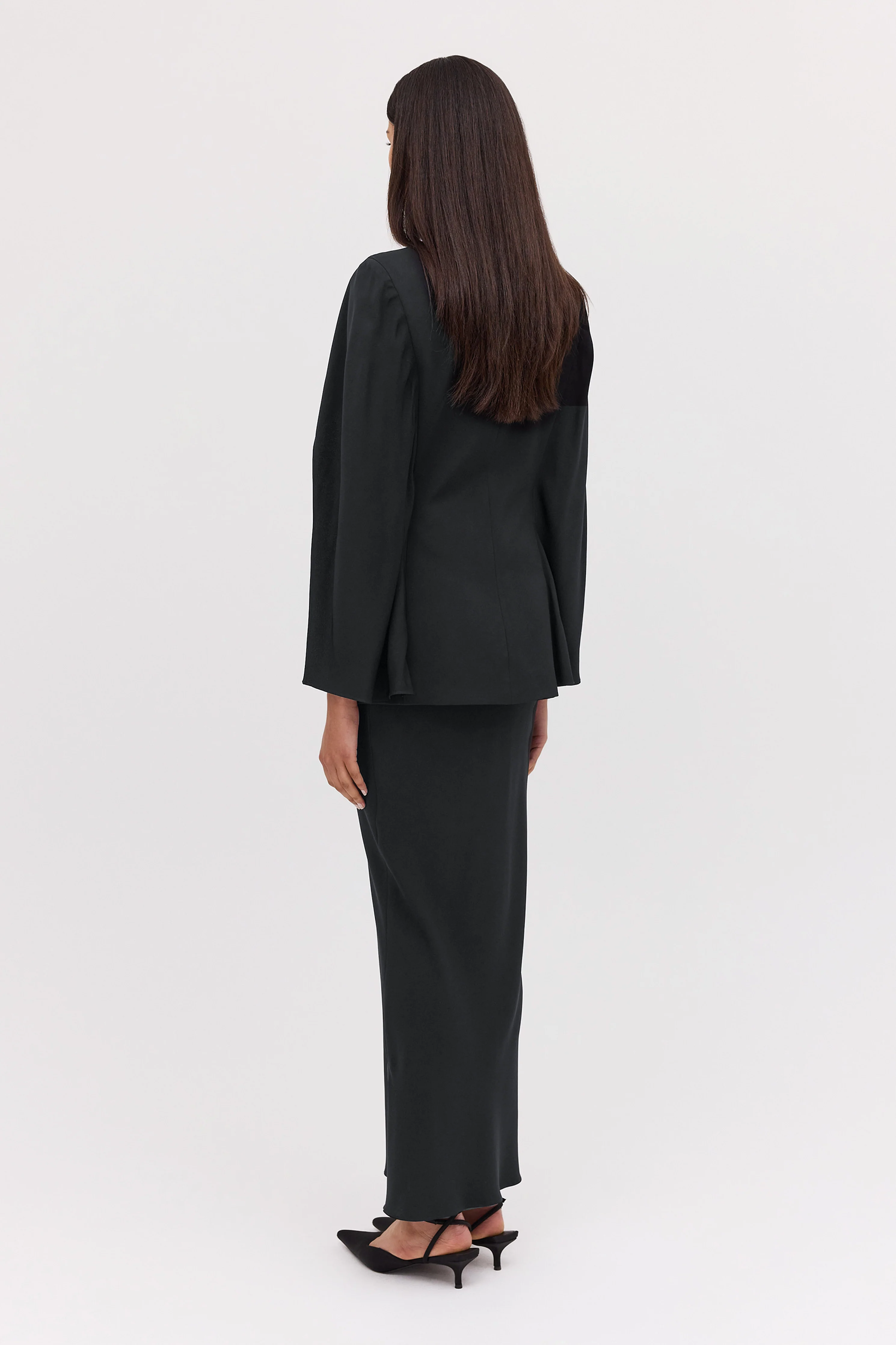 BLACK CREPE SUITING RAFAEL SKIRT - Image 6