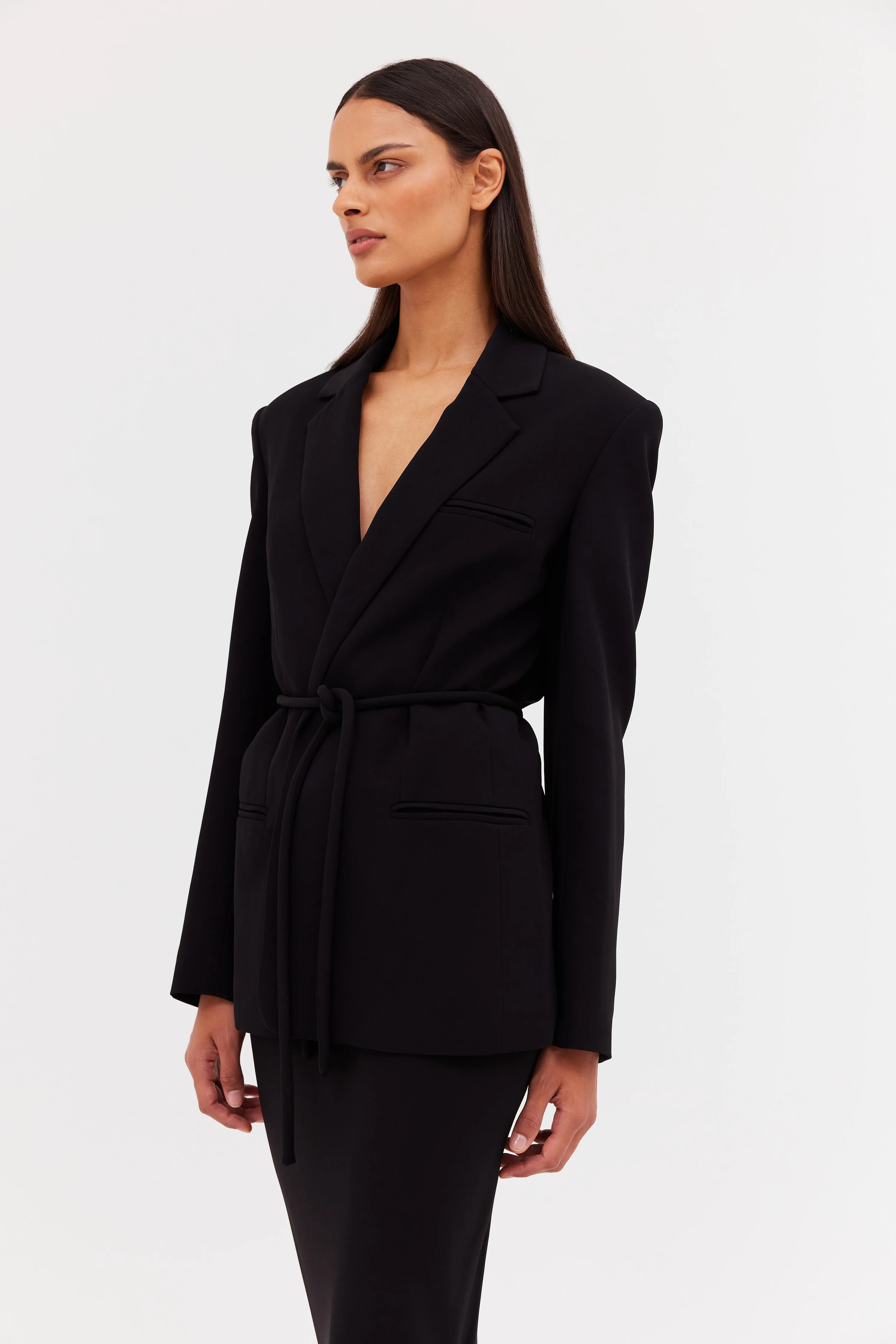 BLACK CREPE SHIFTING JACKET - Image 5