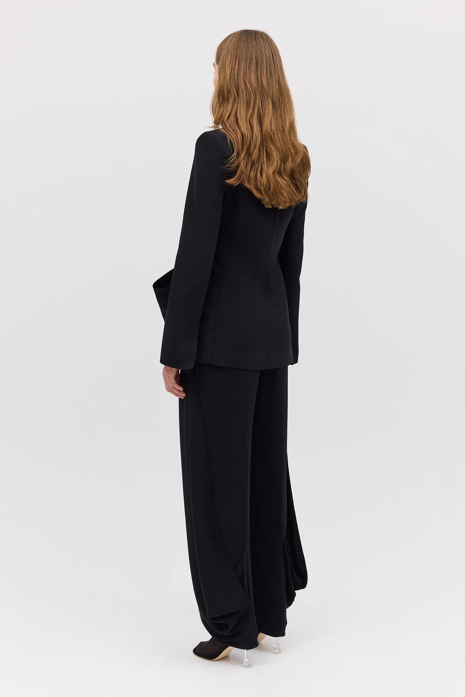 BLACK CREPE SUITING SURRENDER JACKET - Image 7