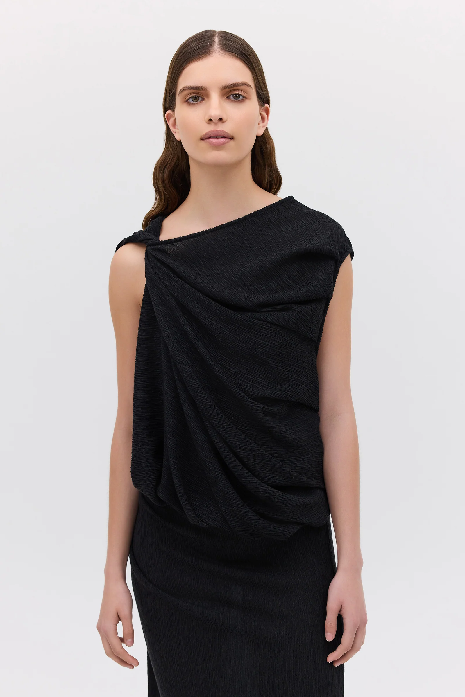 BLACK CRINKLE TUMBLE DRESS - Image 4