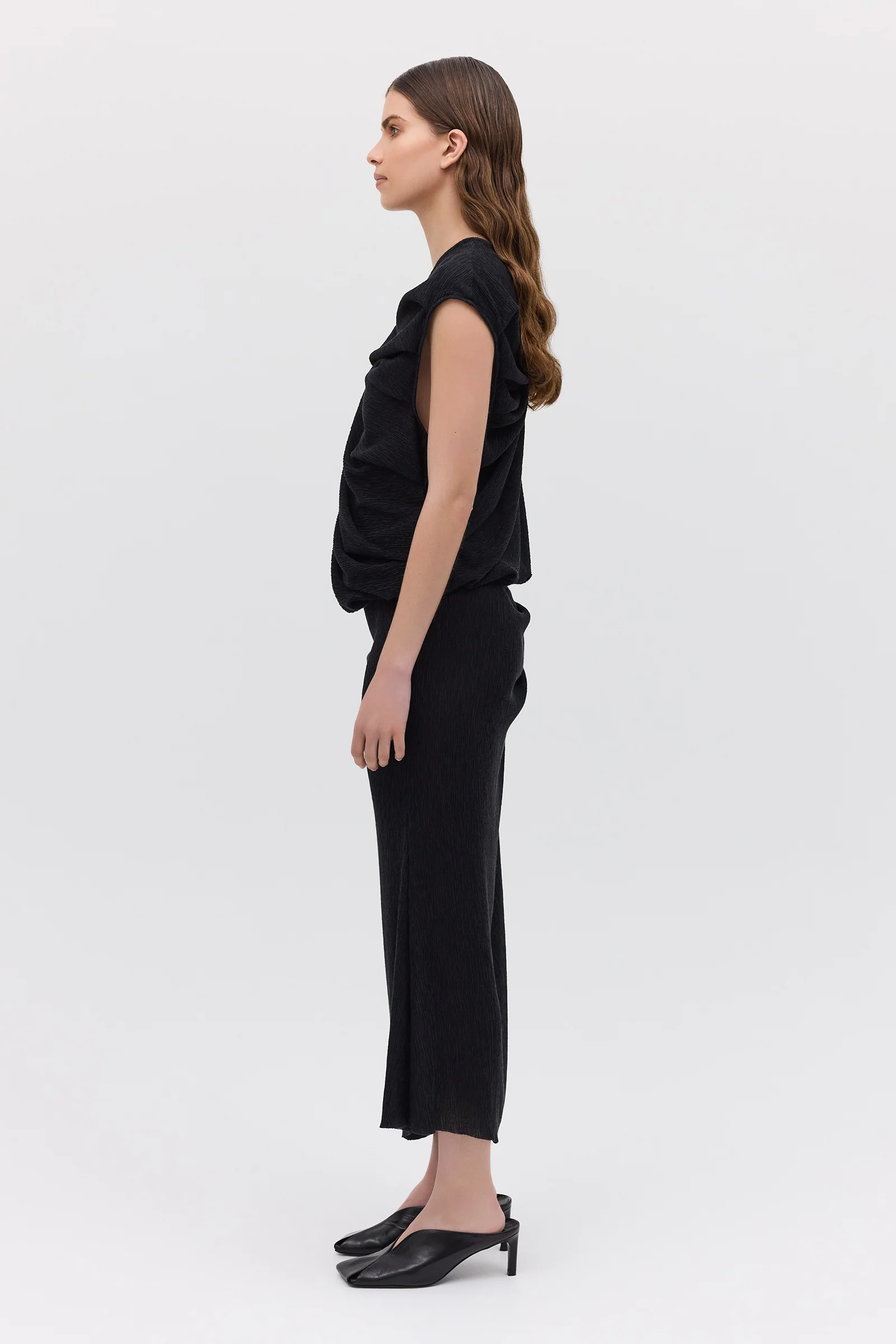 BLACK CRINKLE TUMBLE DRESS - Image 6