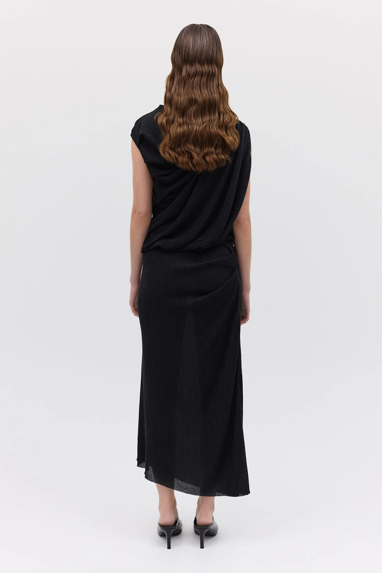 BLACK CRINKLE TUMBLE DRESS - Image 8