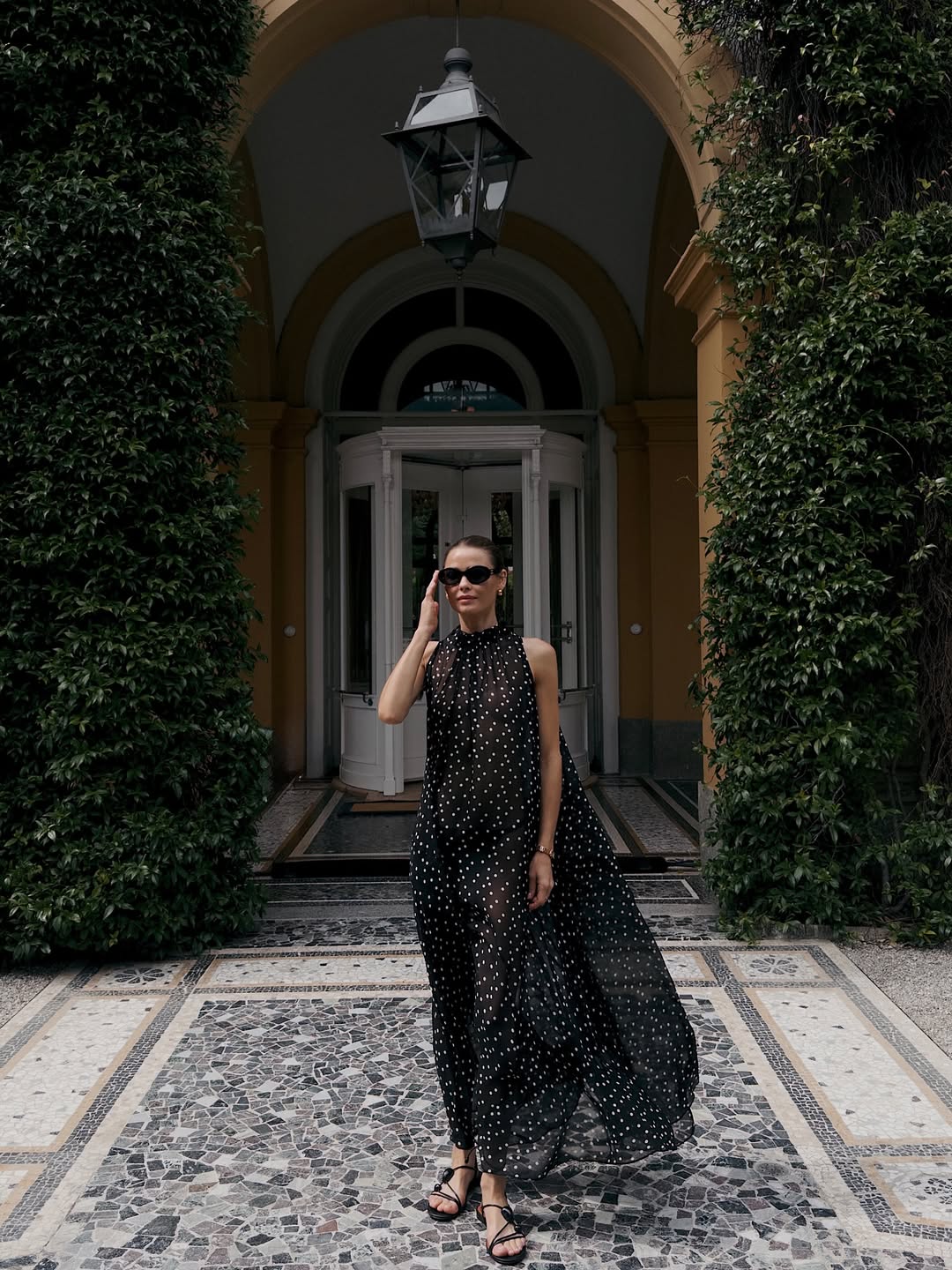 BLACK POLKA DOT SILK EMERGE DRESS - Image 6