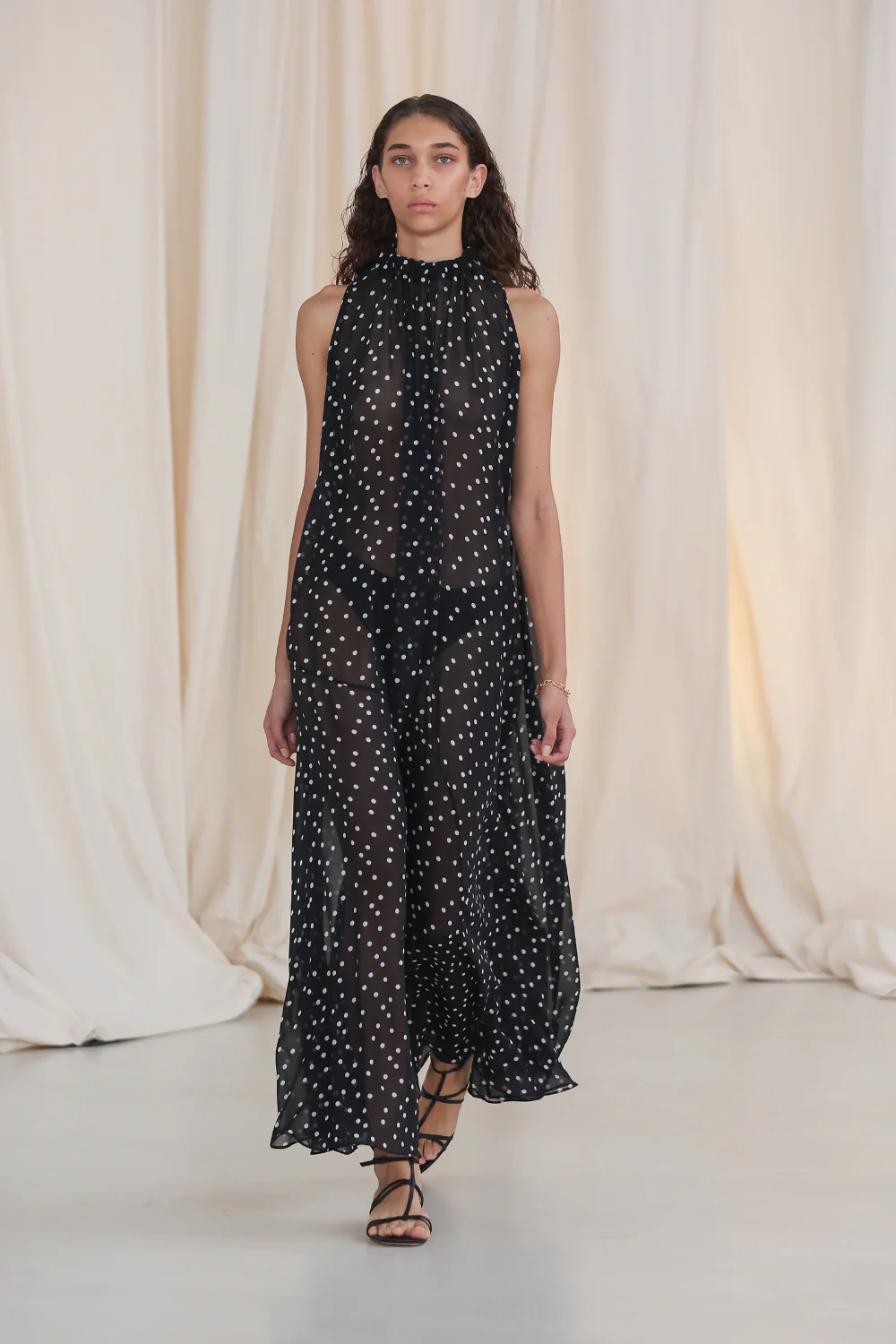 BLACK POLKA DOT SILK EMERGE DRESS - Image 7