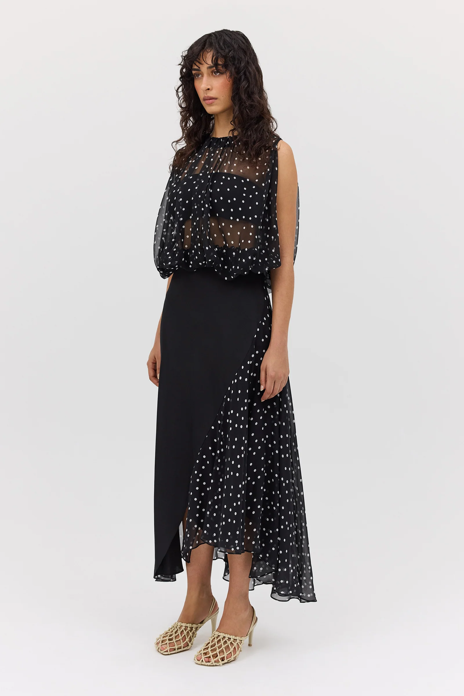 BLACK POLKA DOT SILK EMERGE TOP - Image 6