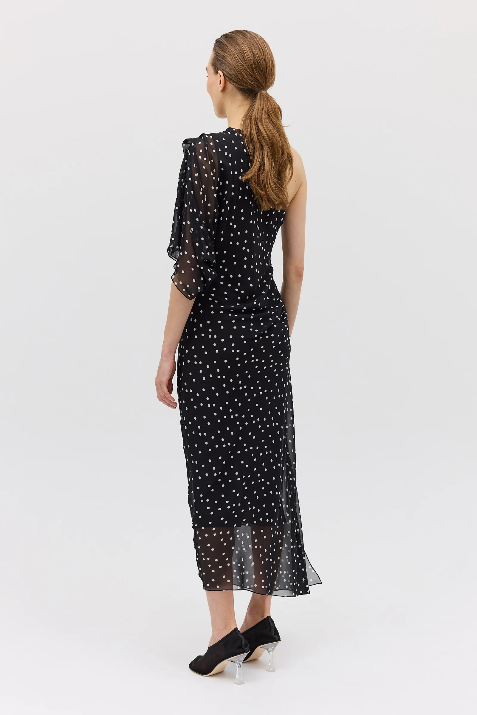 BLACK POLKA DOT SILK VALENCIA DRESS - Image 6
