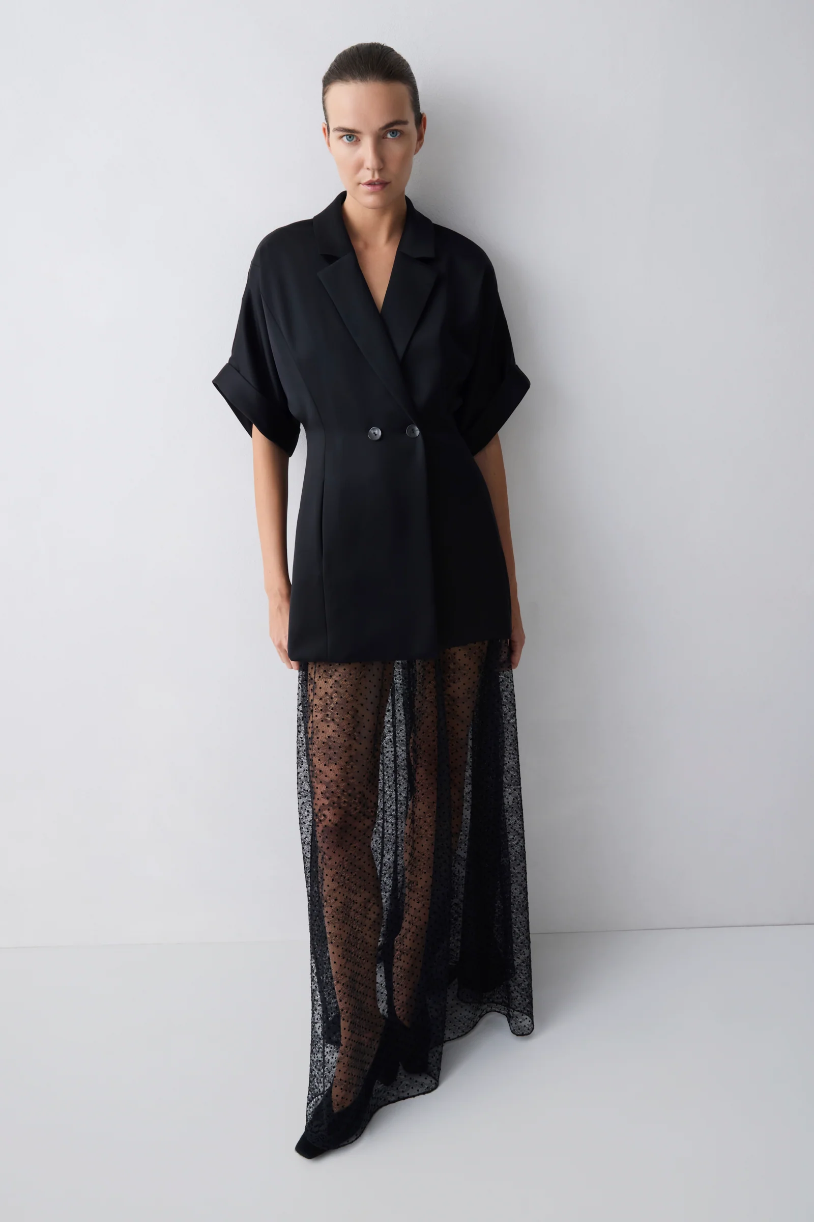 BLACK SATIN ARBUS SHIRT