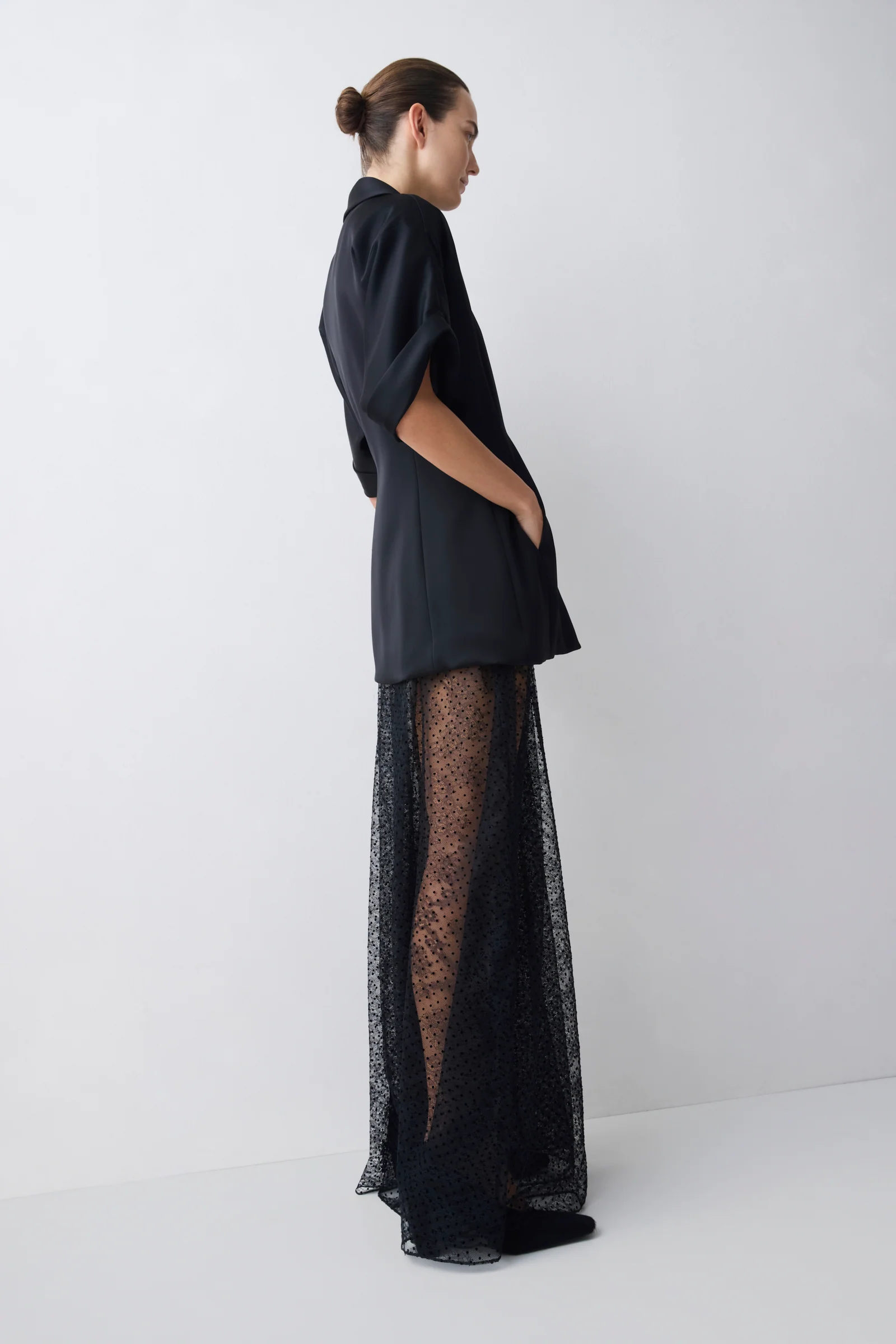 BLACK SATIN ARBUS SHIRT - Image 4