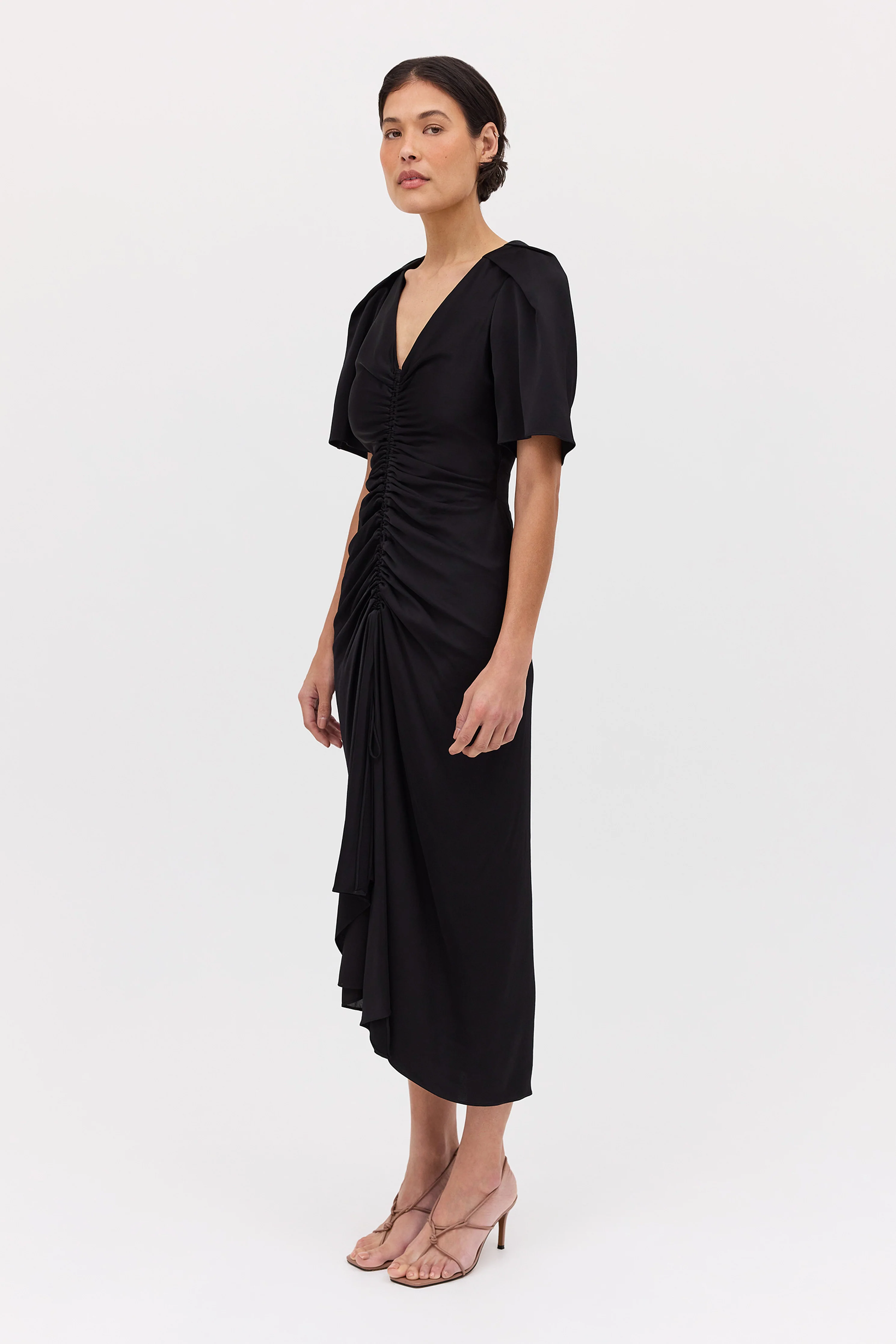 BLACK SATIN BELLINI DRESS - Image 5