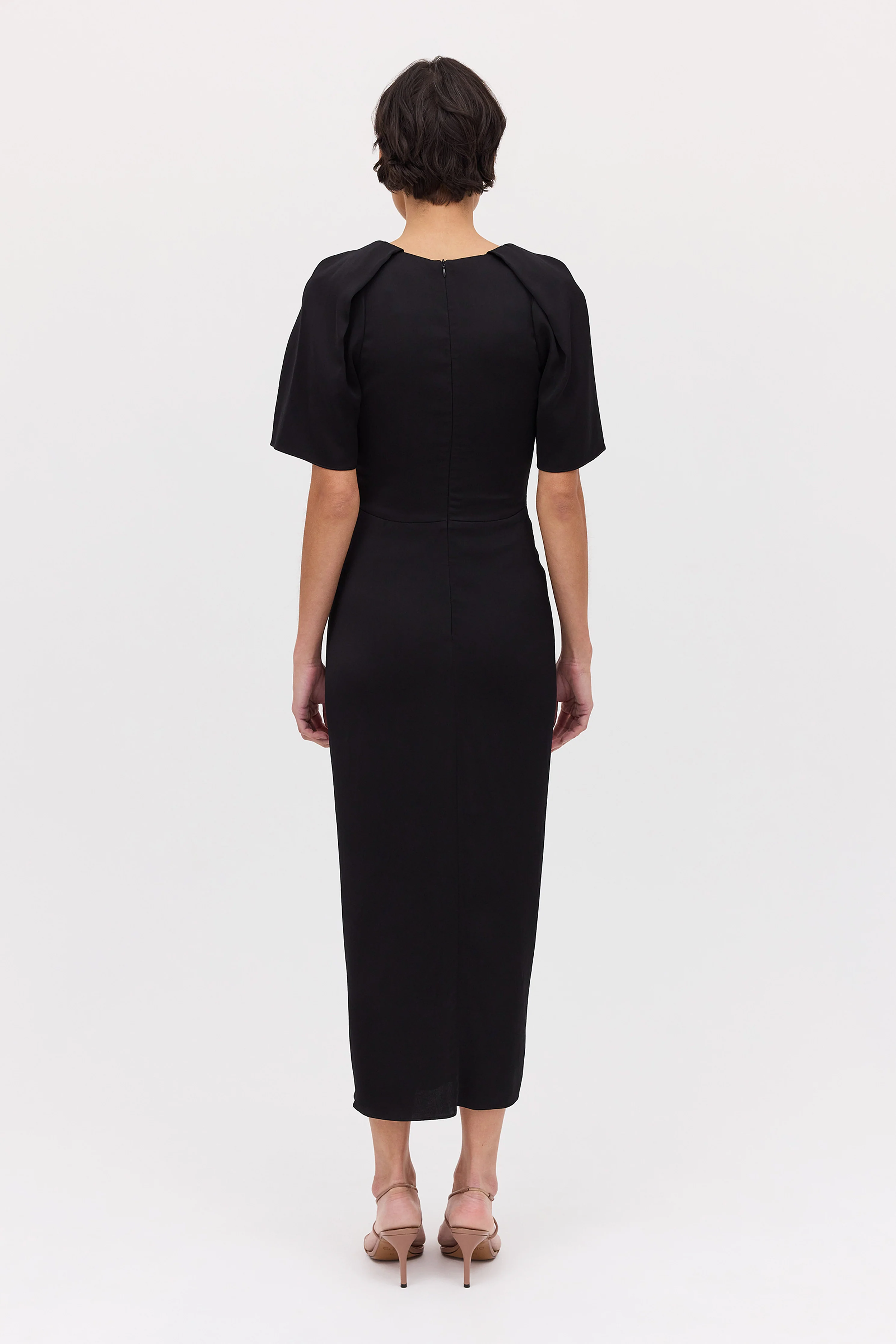 BLACK SATIN BELLINI DRESS - Image 9