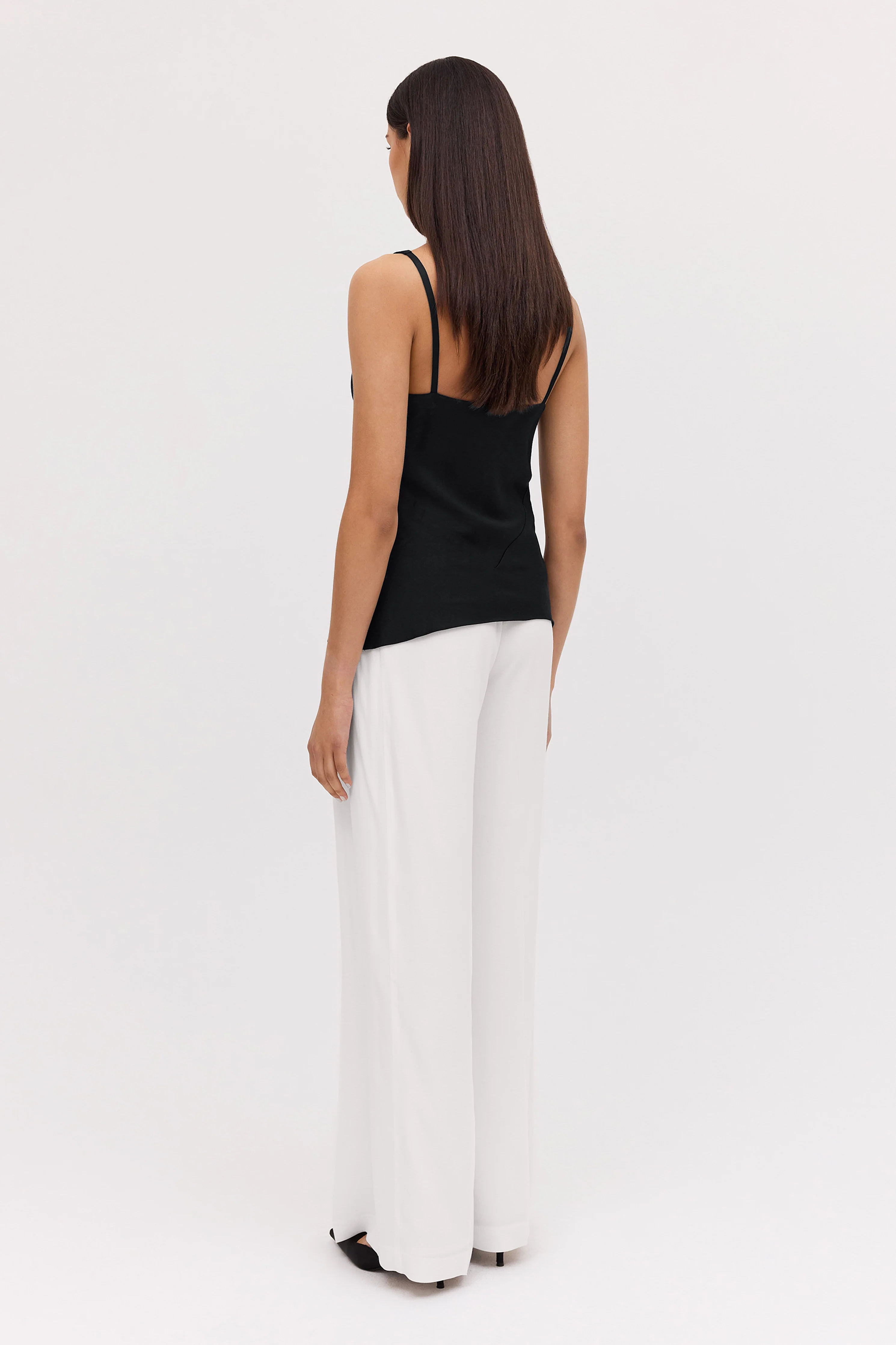 BLACK SATIN CREPE CLAUDE TANK - Image 5