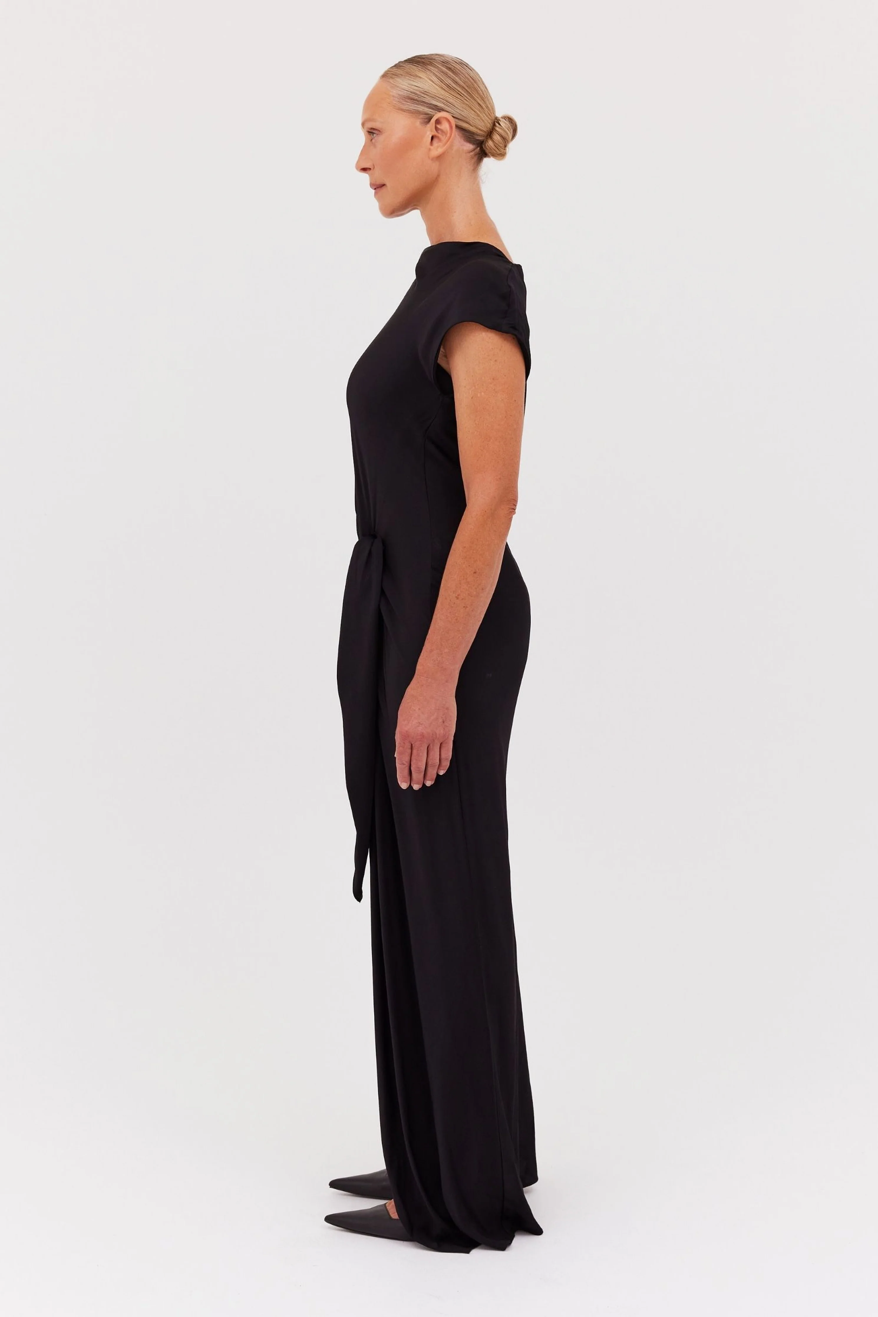 BLACK SATIN CREPE EVA DRESS - Image 5