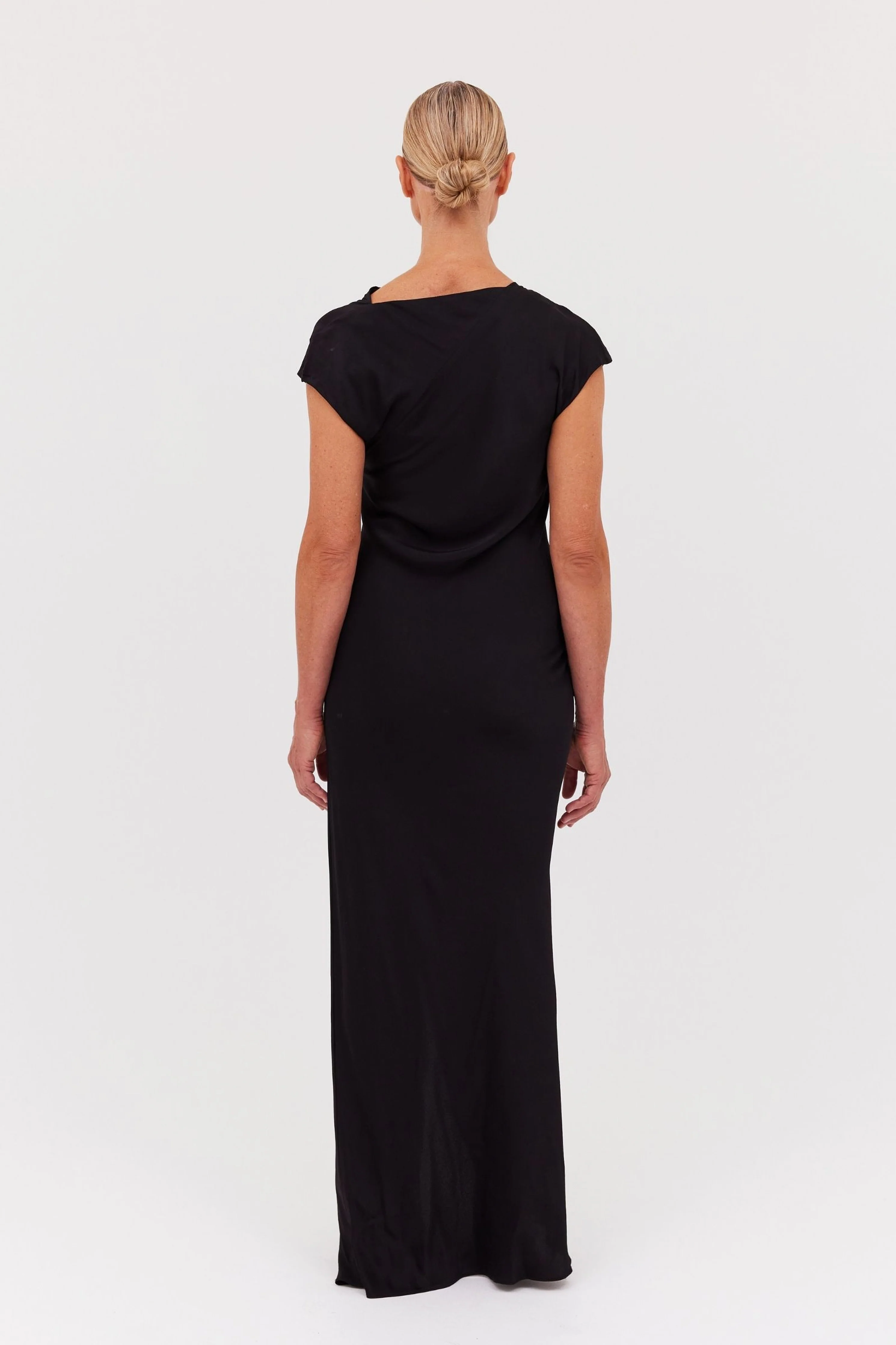 BLACK SATIN CREPE EVA DRESS - Image 6