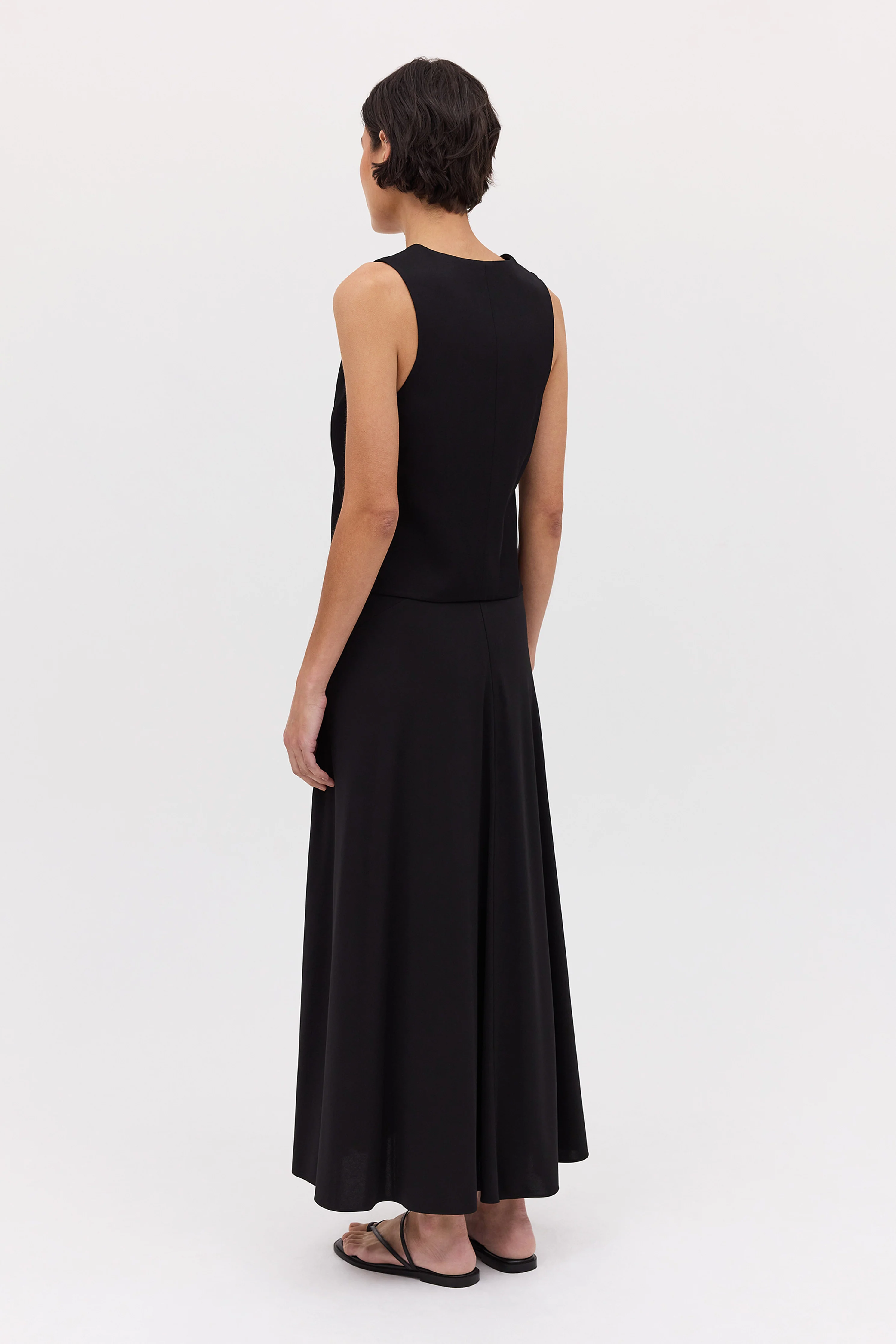 BLACK SATIN CREPE EVOKE WAISTCOAT - Image 7