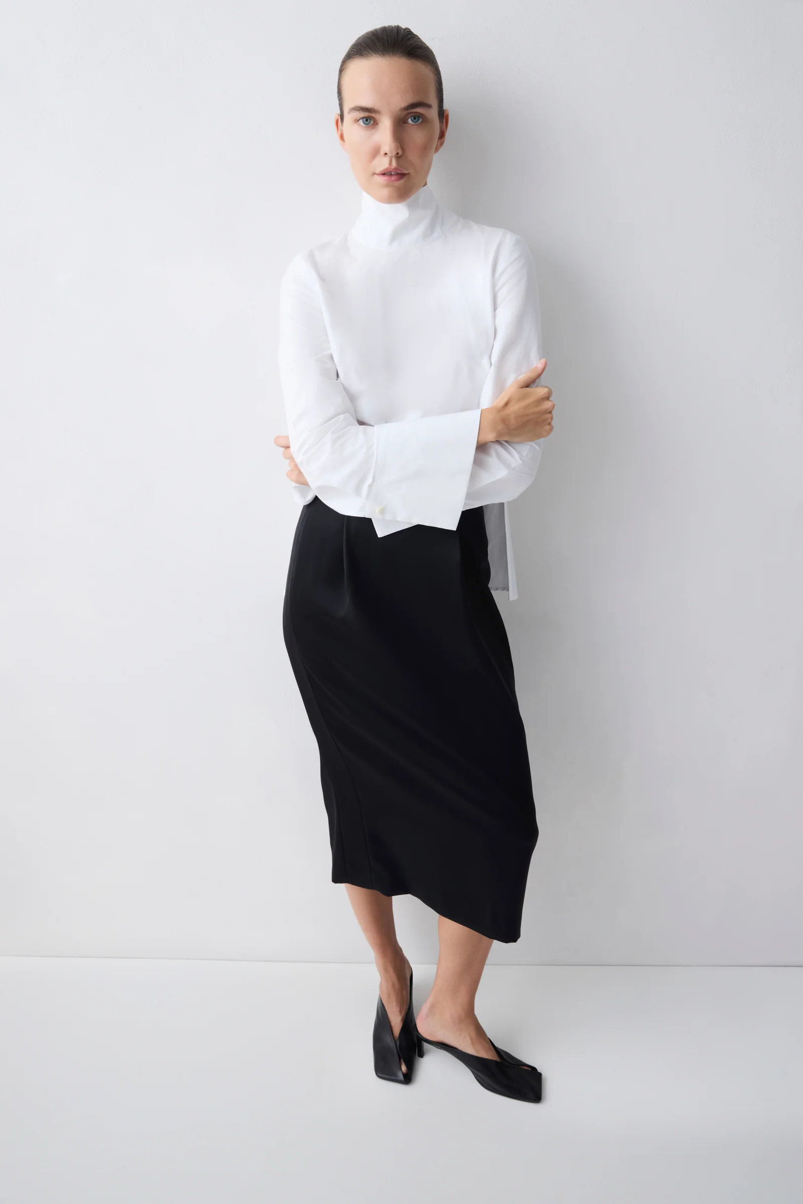 BLACK SATIN EMBER SKIRT - Image 4