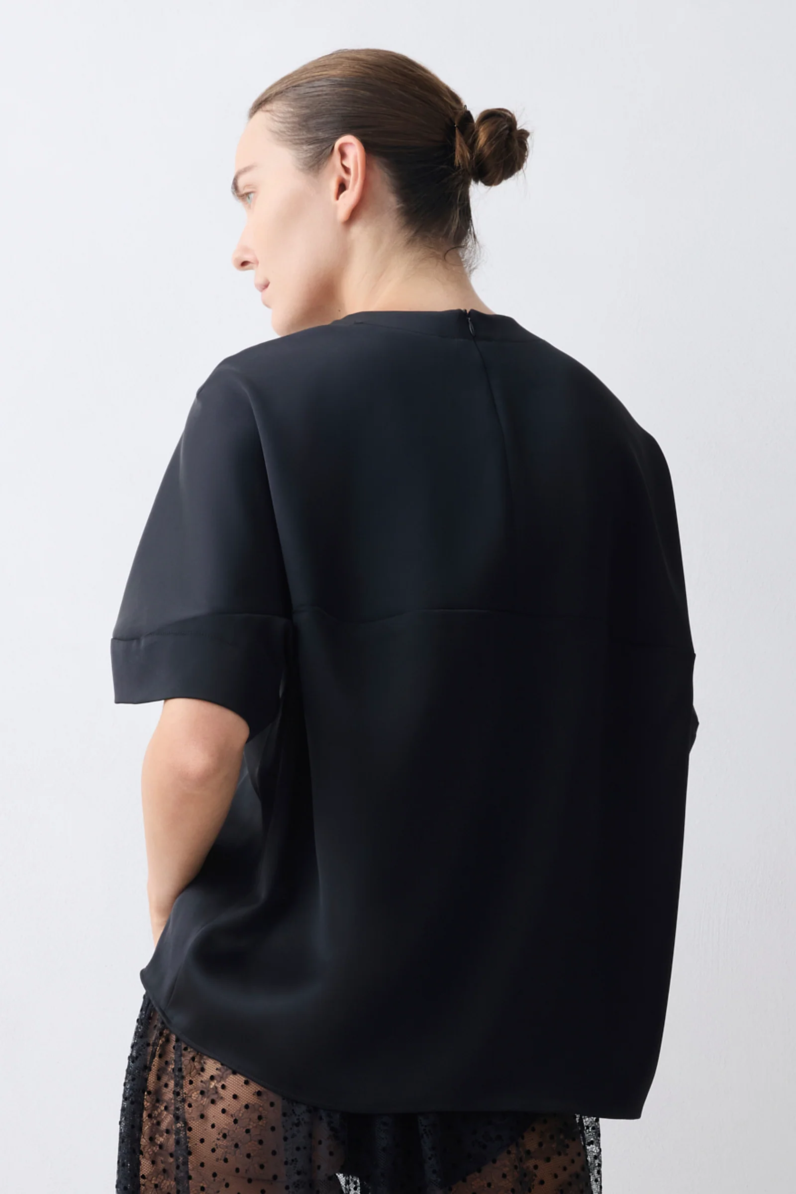 BLACK SATIN EVOLVE TOP