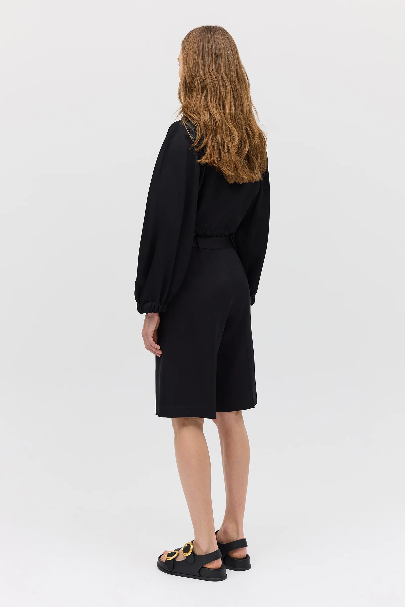 BLACK SATIN SUITING SURGES SHORT - Image 5