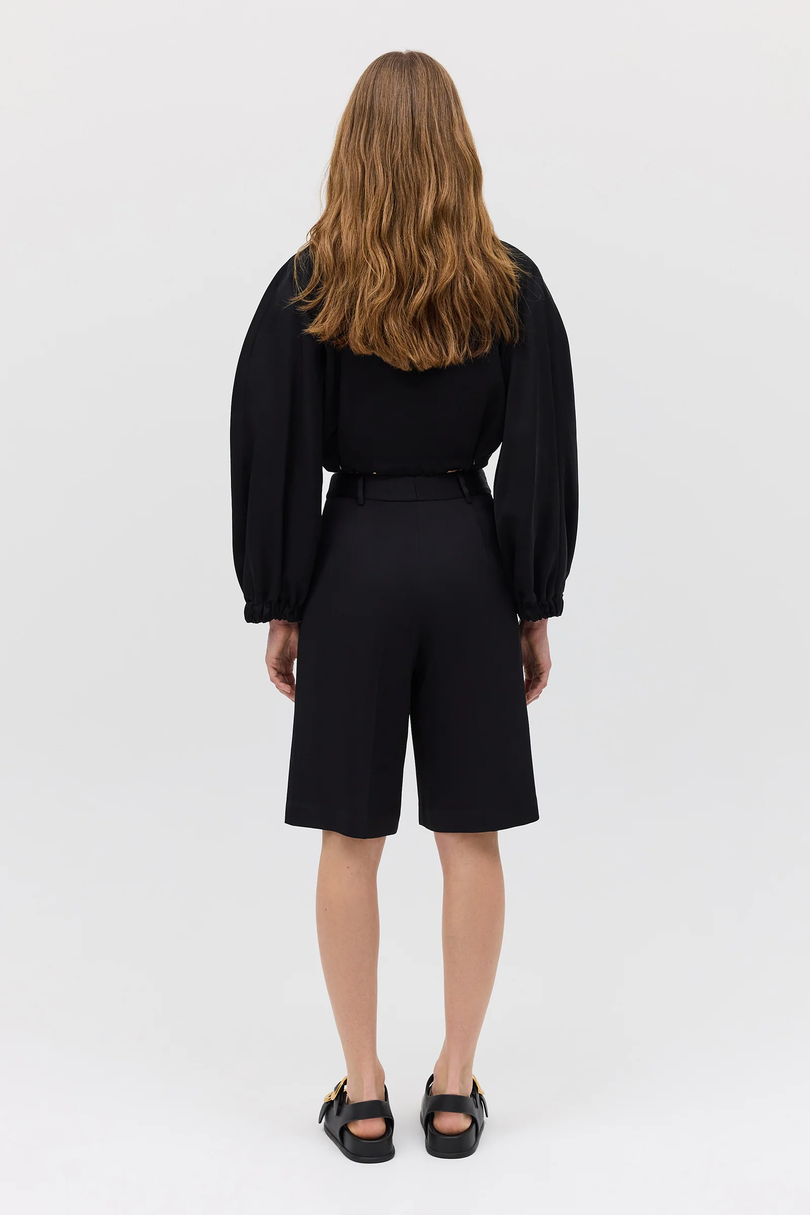 BLACK SATIN SUITING SURGES SHORT - Image 6