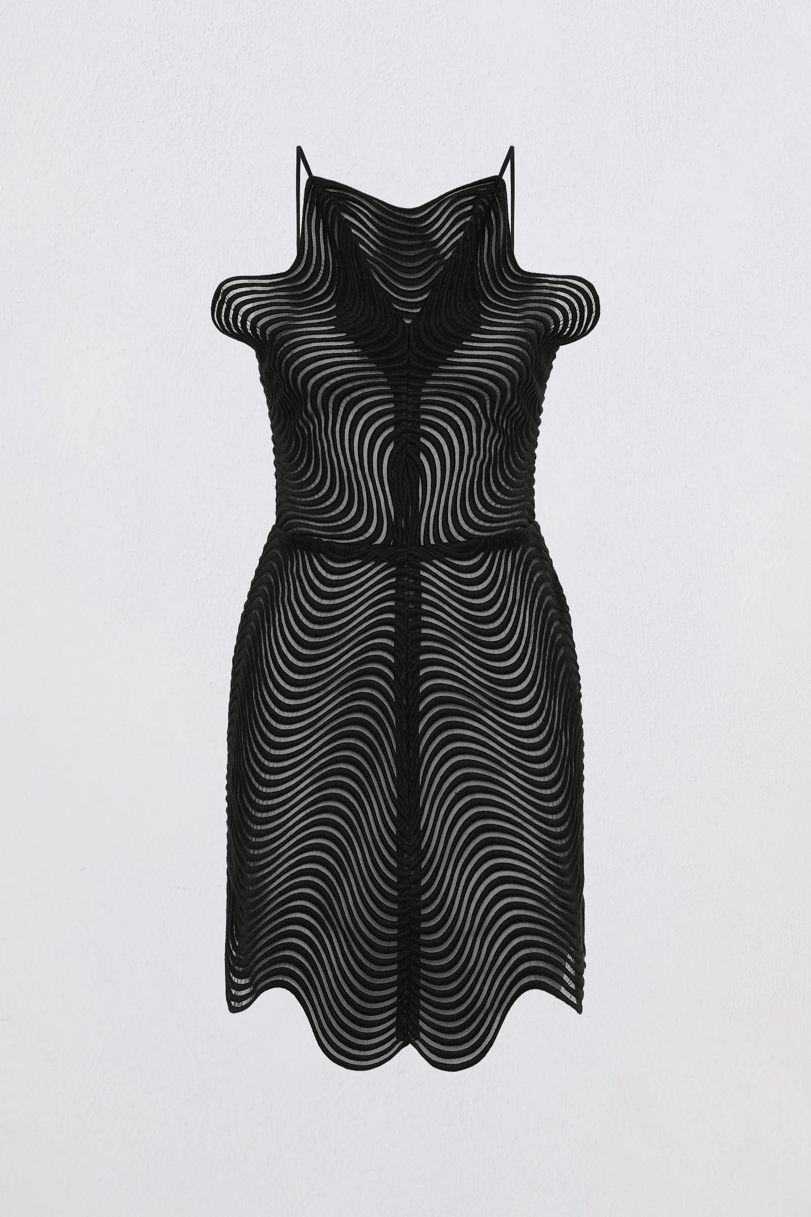BLACK SCALLOPED LACE FLUX MINI DRESS - Image 7