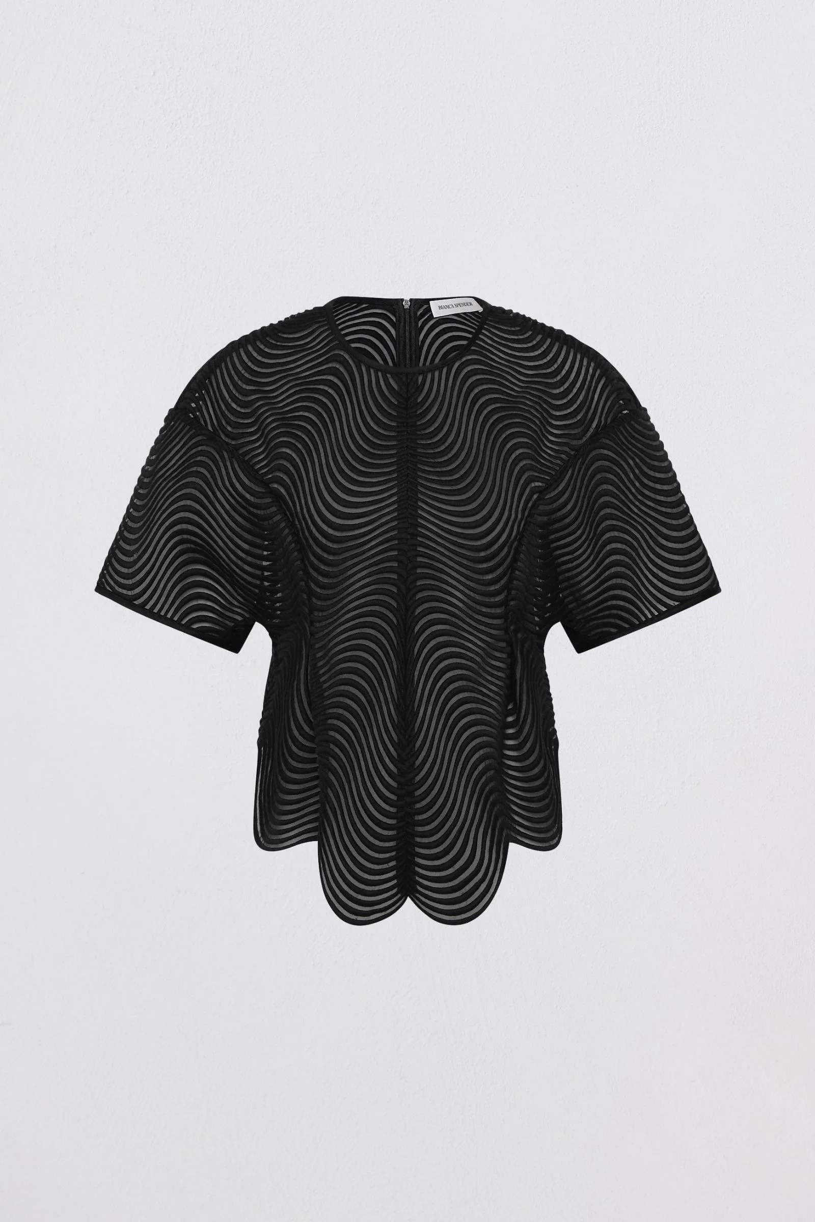 BLACK SCALLOPED LACE SHIFT TOP - Image 7
