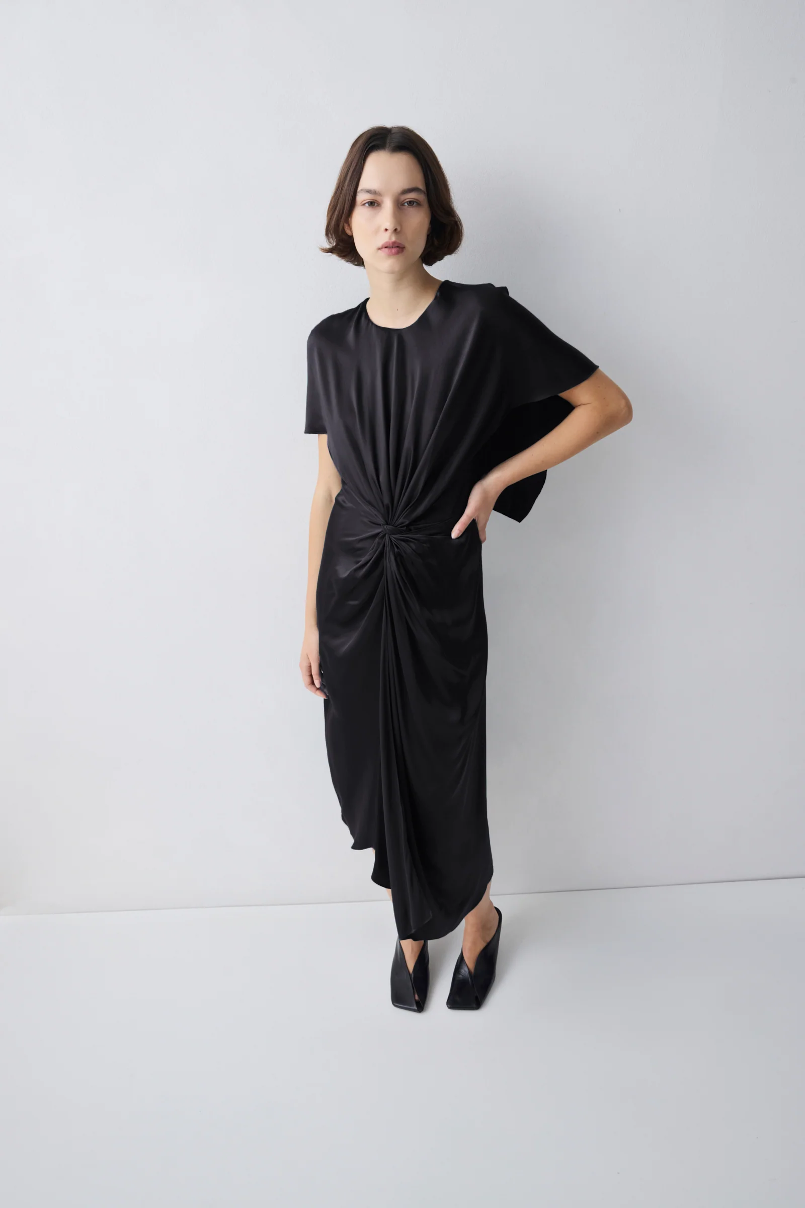 BLACK SILK ILLUSIONIST DRESS - Image 3