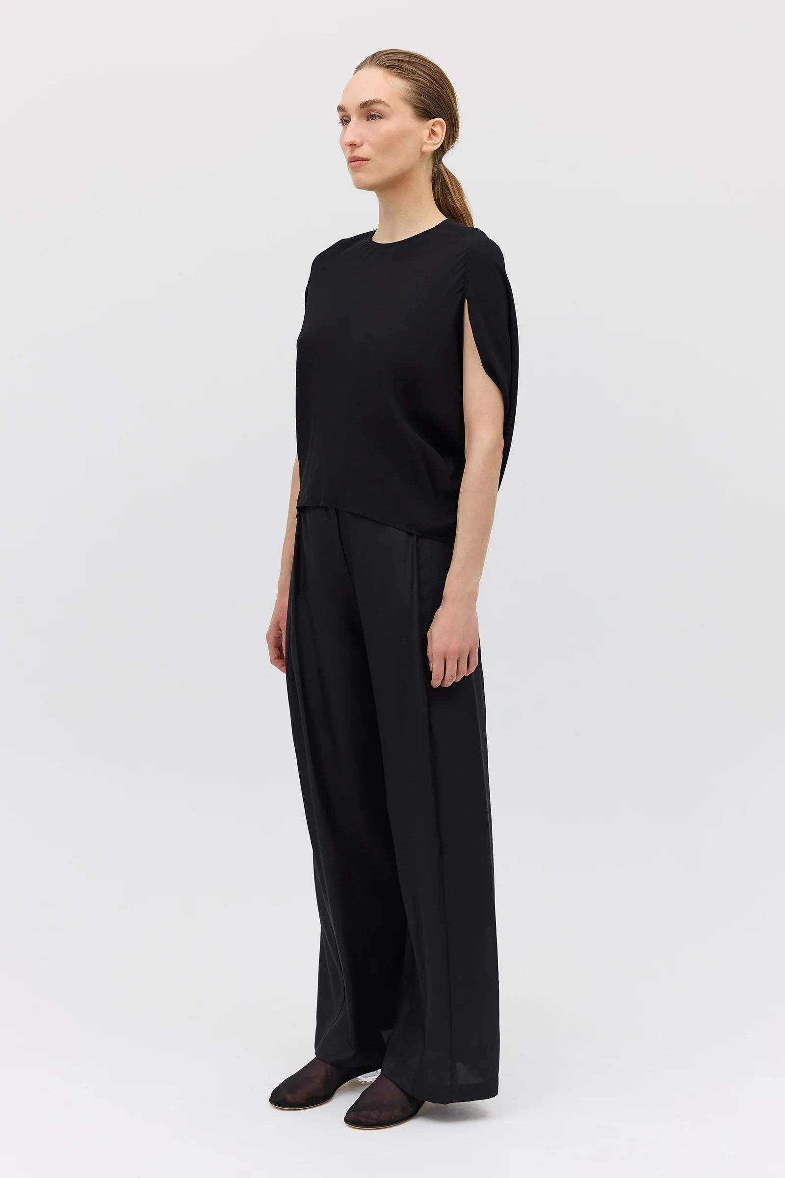 BLACK SILK RAY PANT - Image 4