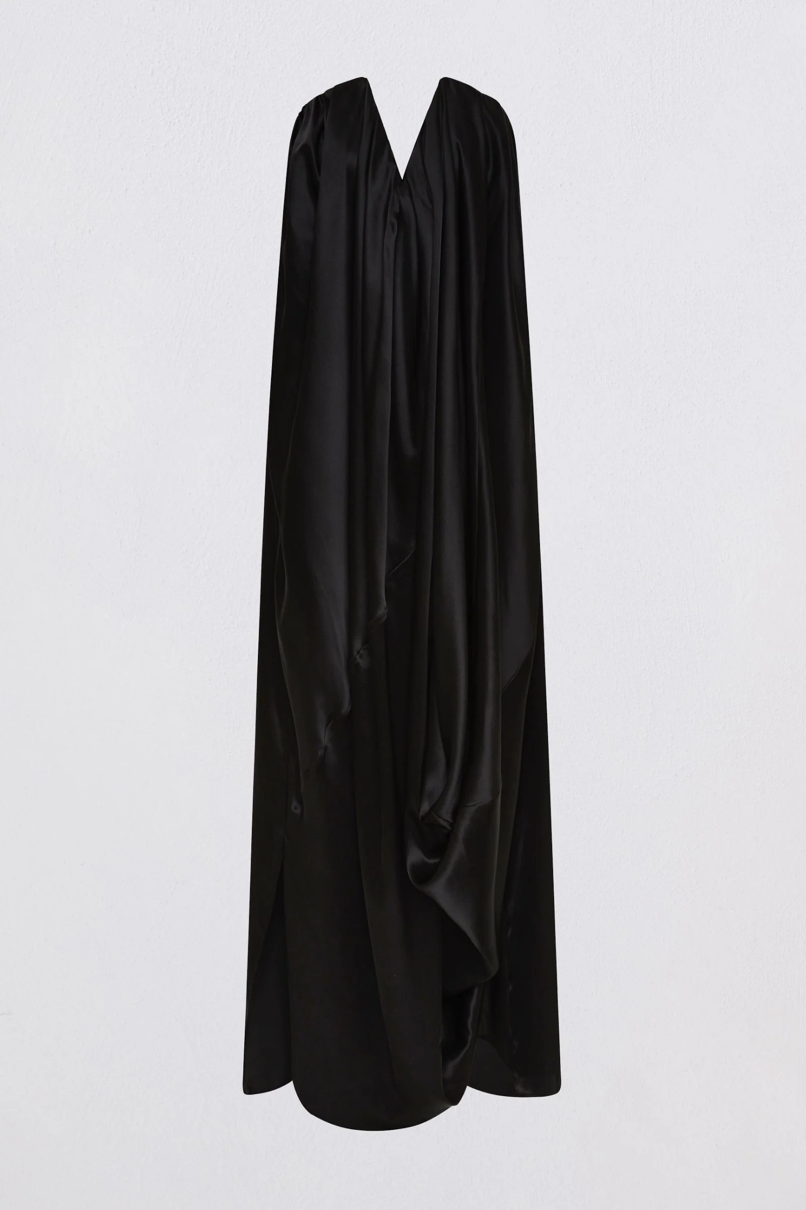 BLACK SILK SATIN PLUNGE GOWN - Image 8