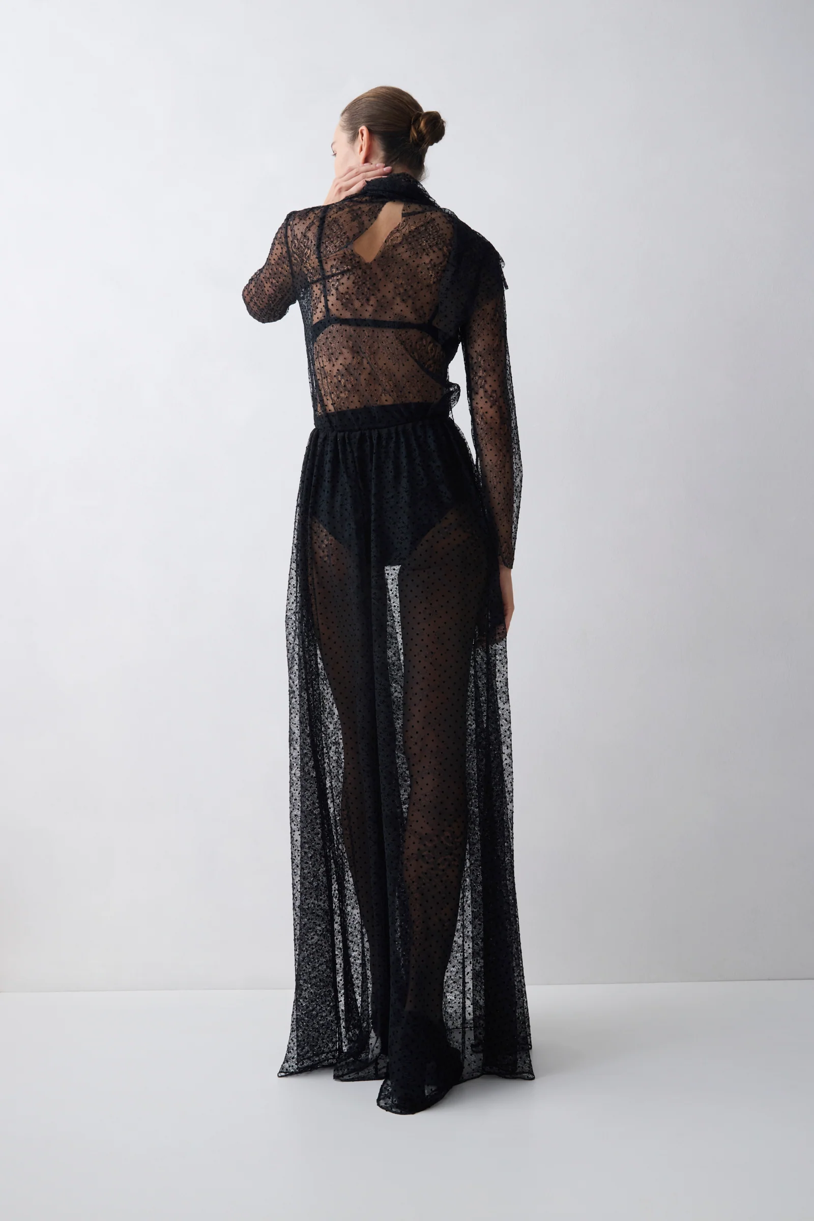 BLACK SPOT LACE BYSTANDER TOP - Image 4