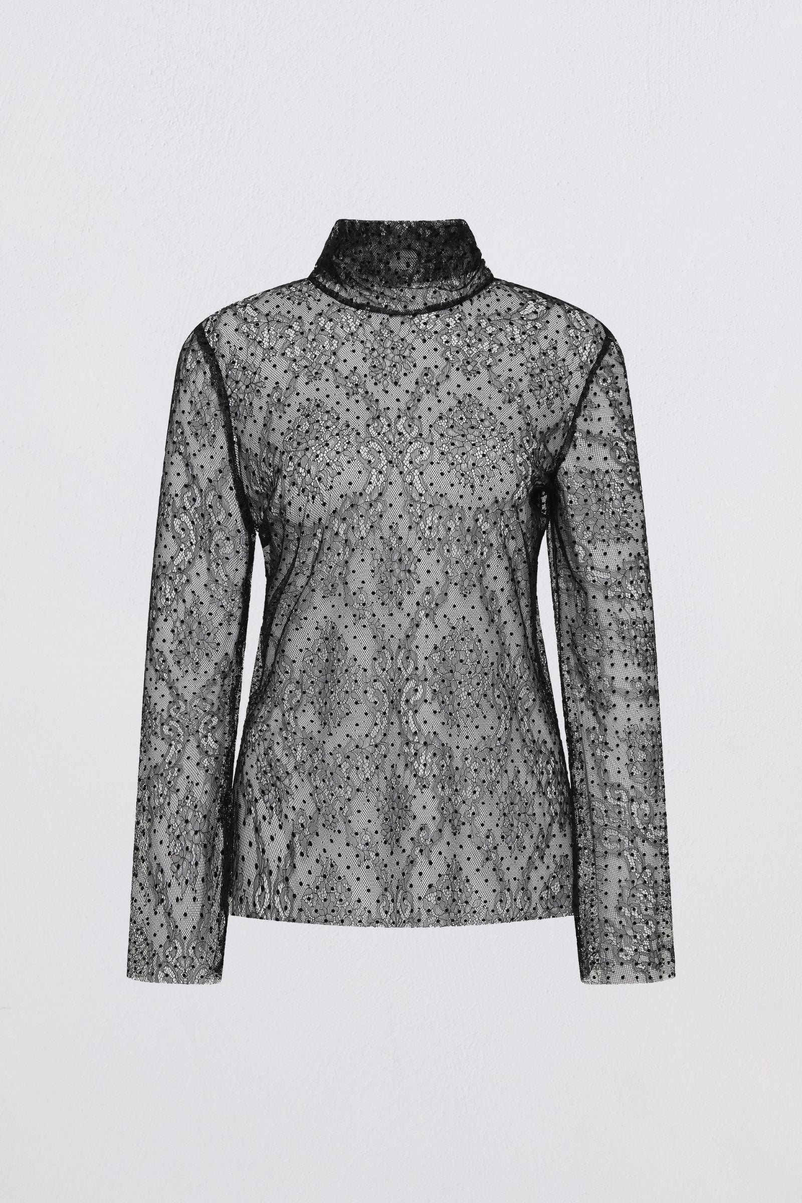 BLACK SPOT LACE BYSTANDER TOP - Image 5
