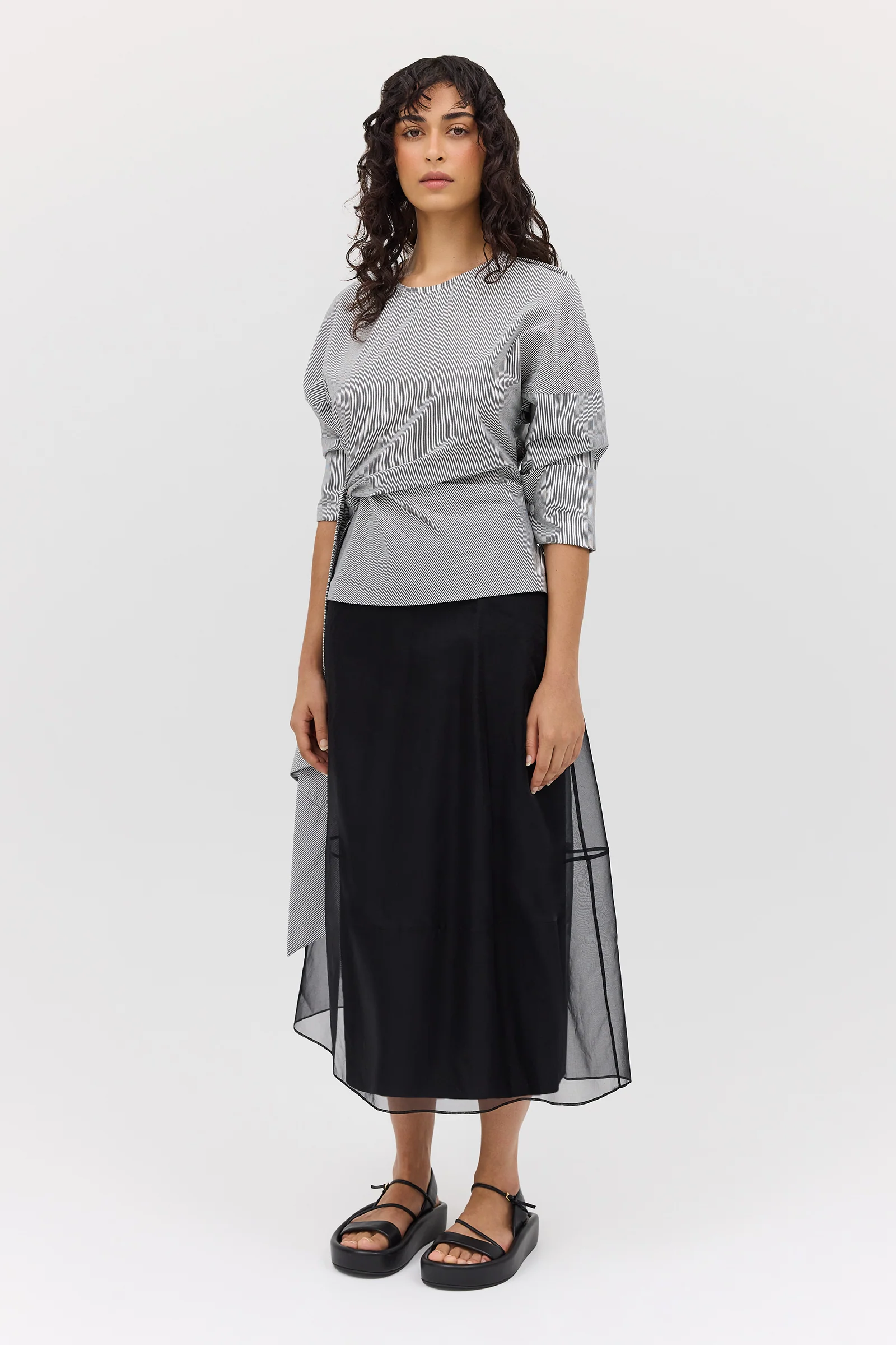 BLACK STRIPE COTTON ENTHRAL TOP - Image 5
