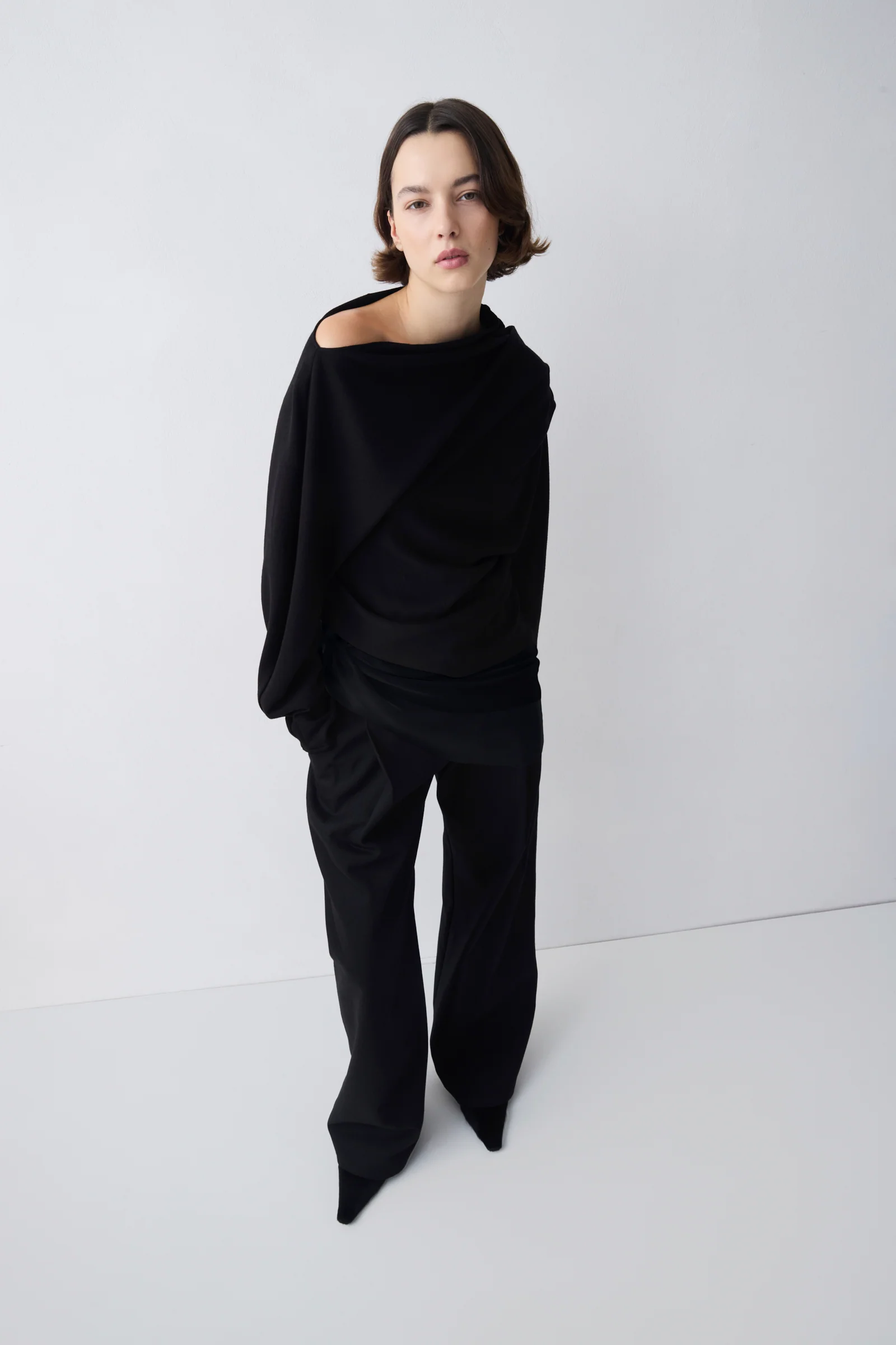 BLACK WOOL JERSEY DECODE LONG SEELVE TOP - Image 4