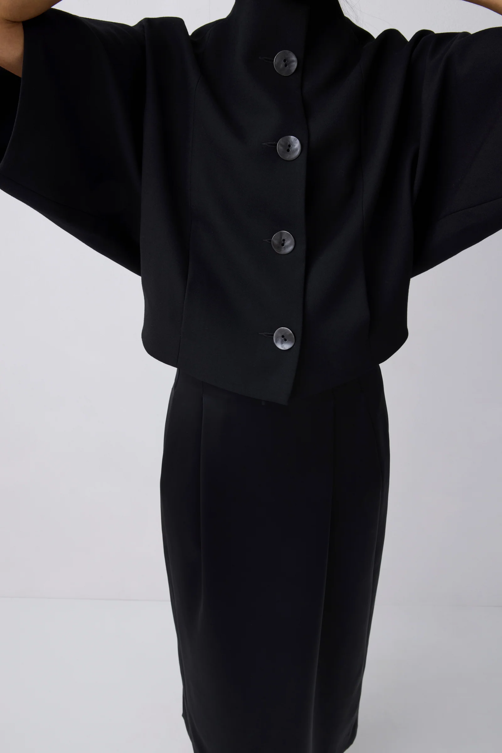 BLACK WOOL SUITING MUTUAL JACKET
