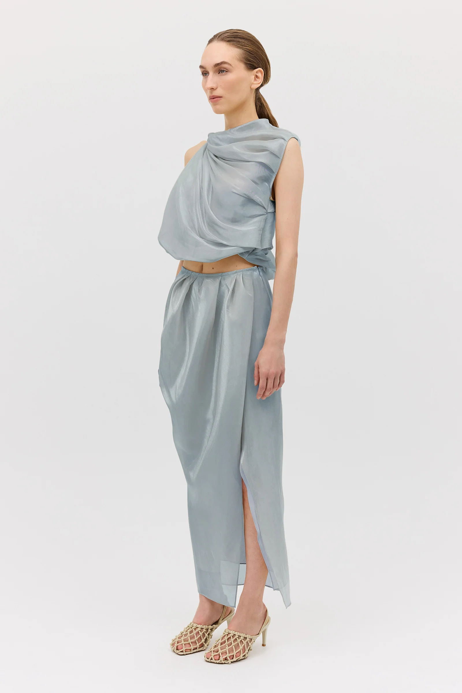 BLUE LIQUID ORGANZA DRIFT SKIRT - Image 3