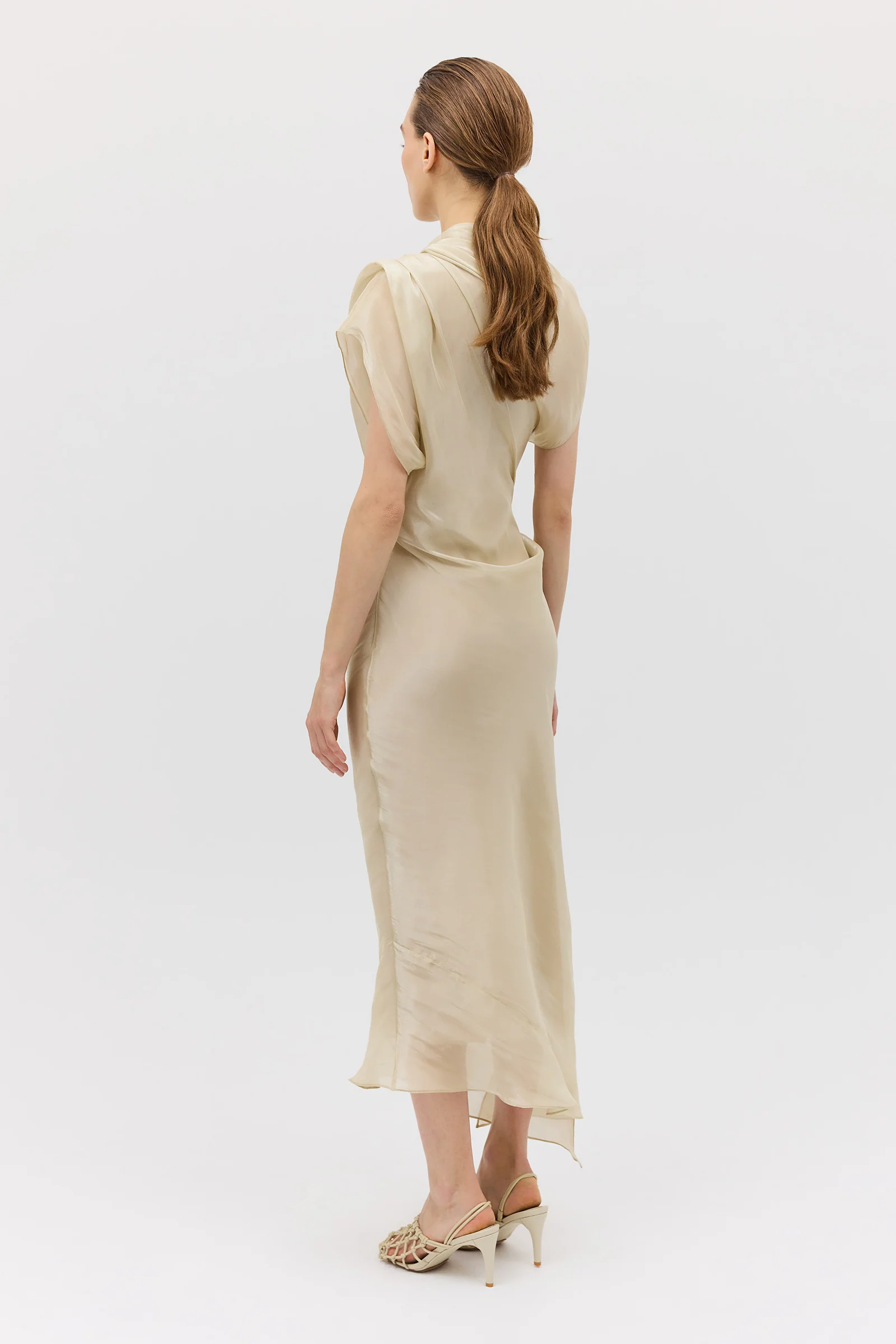 CHAMPAGNE LIQUID ORGANZA DECODE DRESS - Image 7