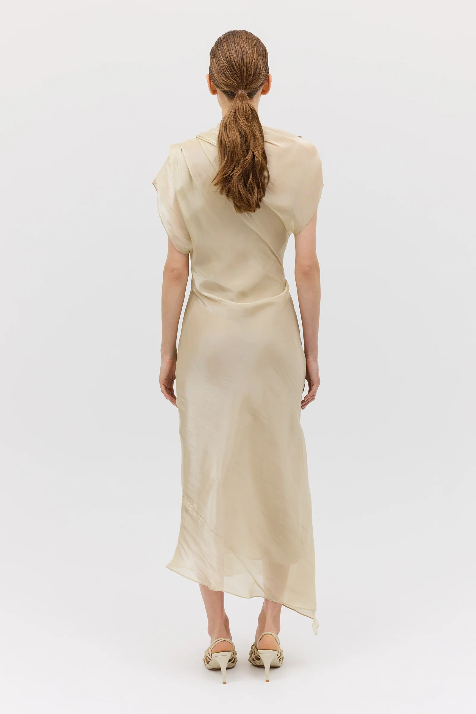 CHAMPAGNE LIQUID ORGANZA DECODE DRESS - Image 8