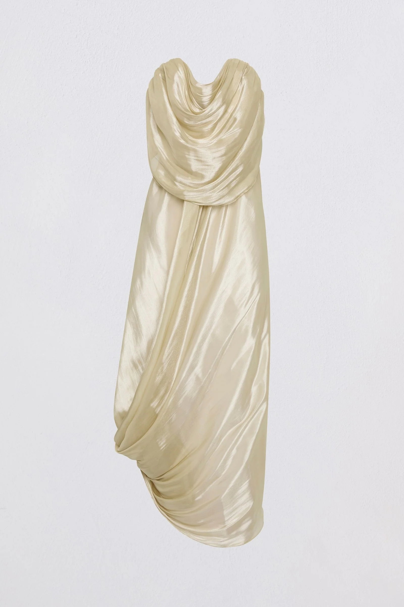 CHAMPAGNE LIQUID ORGANZA TIDAL BUSTIER DRESS - Image 8